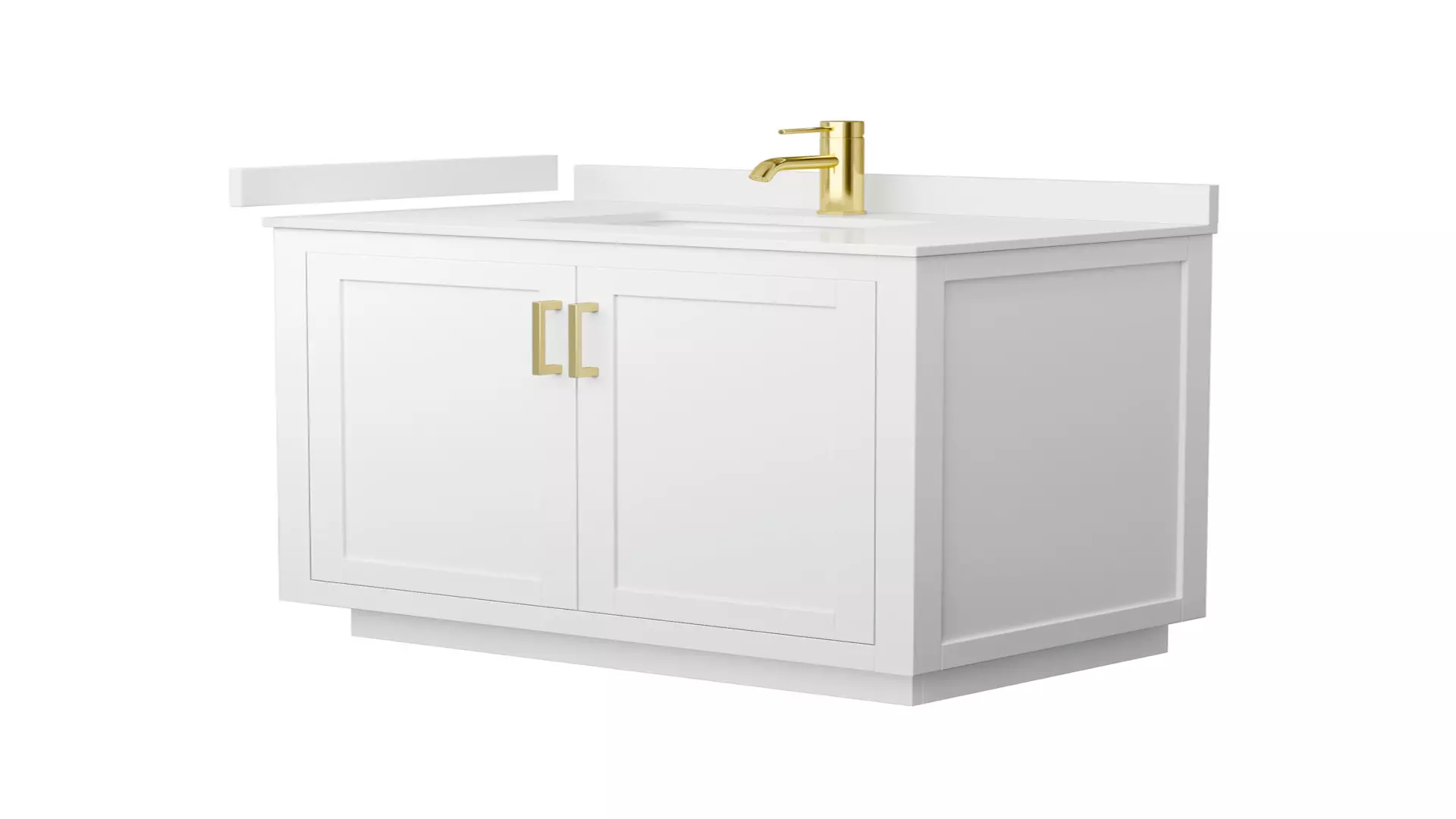 Miranda 36 Inch Single Bathroom Vanity in White, White Quartz Countertop, Undermount Square Sink (1-Hole), Brushed Gold Trim material