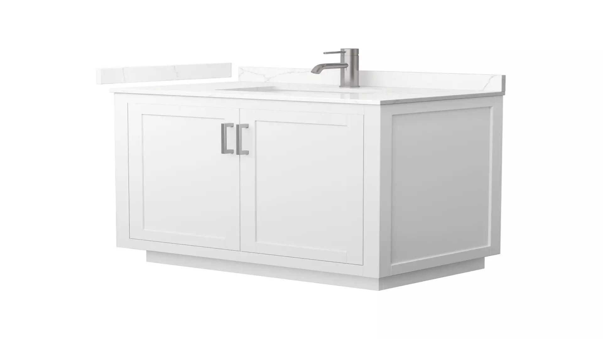 Miranda 36 Inch Single Bathroom Vanity in White, Giotto Quartz Countertop, Undermount Square Sink (1-Hole), Brushed Nickel Trim material