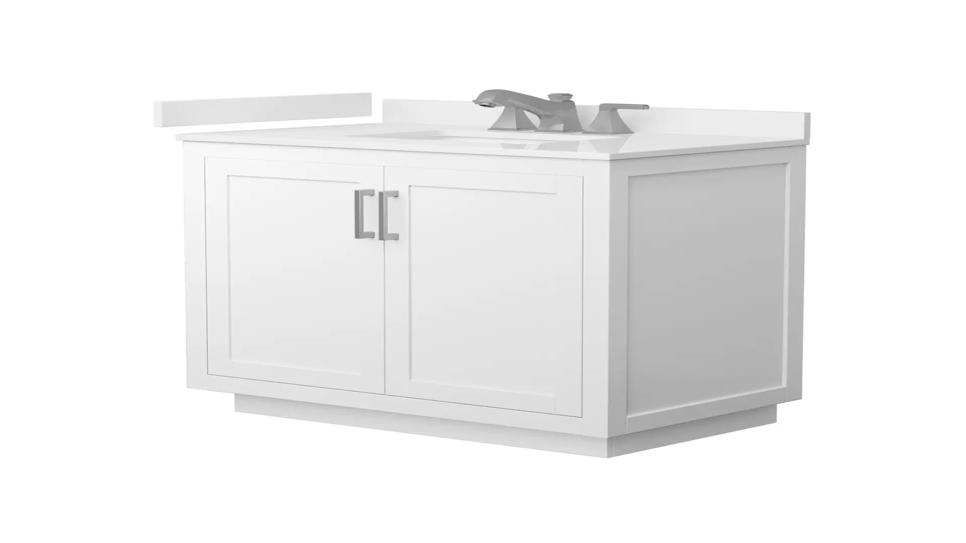 Miranda 36 Inch Single Bathroom Vanity in White, White Quartz Countertop, Undermount Square Sink (3-Hole), Brushed Nickel Trim material