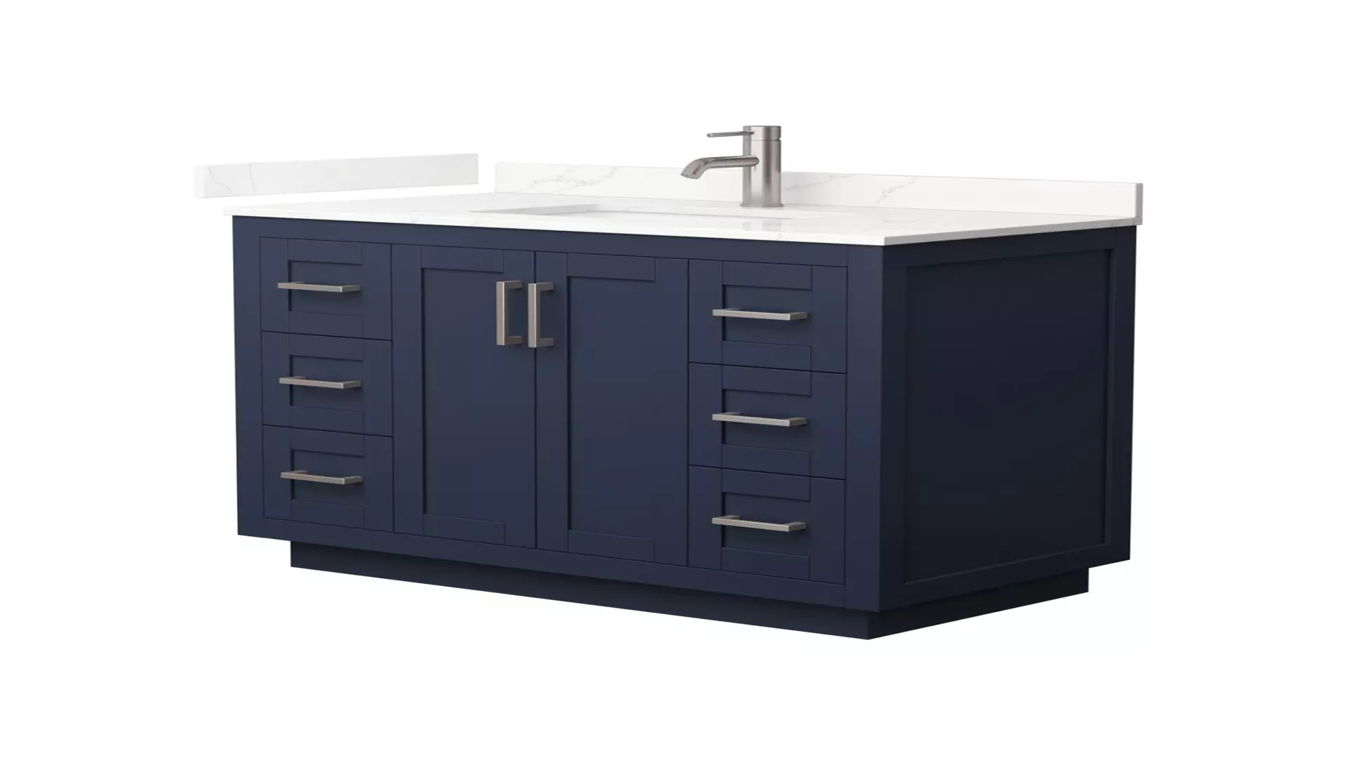Miranda 42 Inch Single Bathroom Vanity in Dark Blue, Giotto Quartz Countertop, Undermount Square Sink (1-Hole), Brushed Nickel Trim material