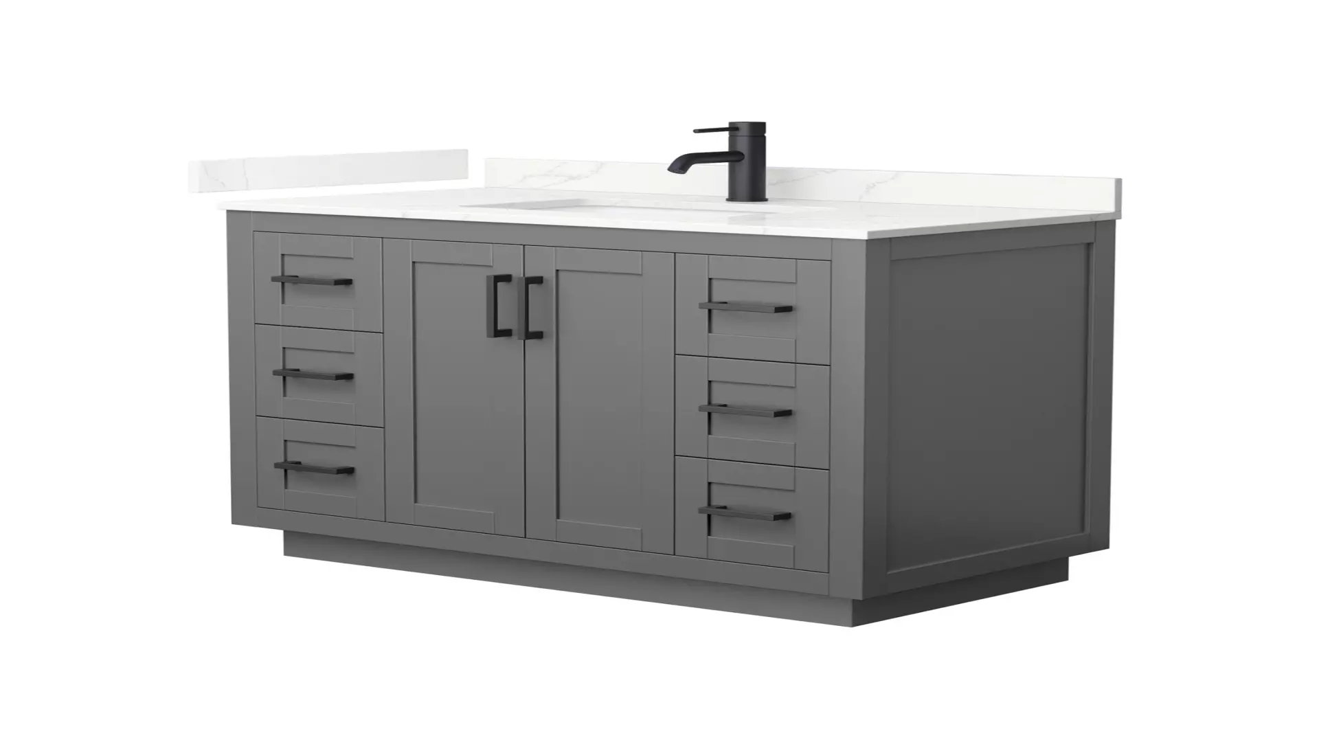 Miranda 42 Inch Single Bathroom Vanity in Dark Gray, Giotto Quartz Countertop, Undermount Square Sink (1-Hole), Matte Black Trim material