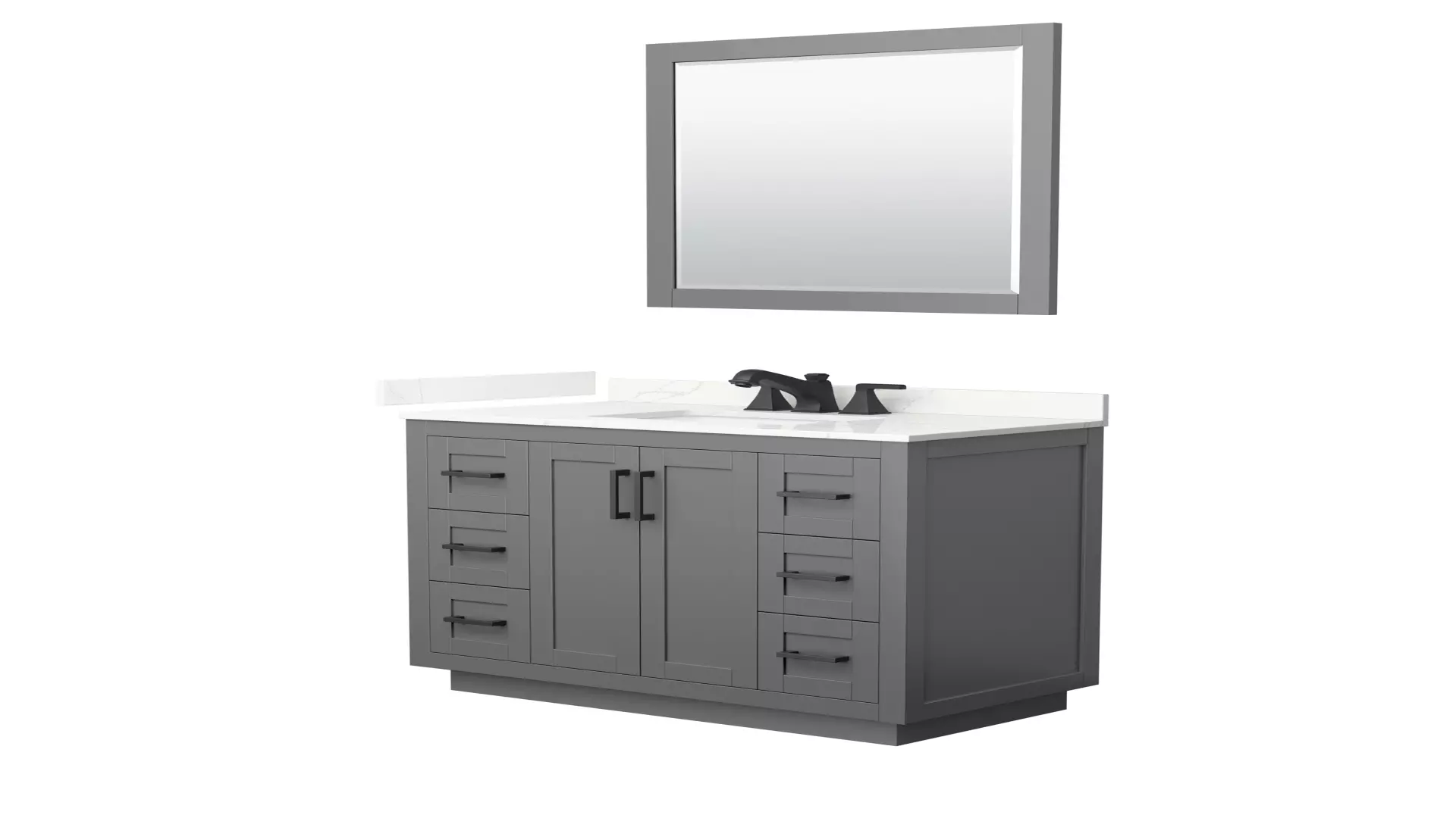 Miranda 42 Inch Single Bathroom Vanity in Dark Gray, Giotto Quartz Countertop, Undermount Square Sink (3-Hole), Matte Black Trim, 34 Inch Mirror material