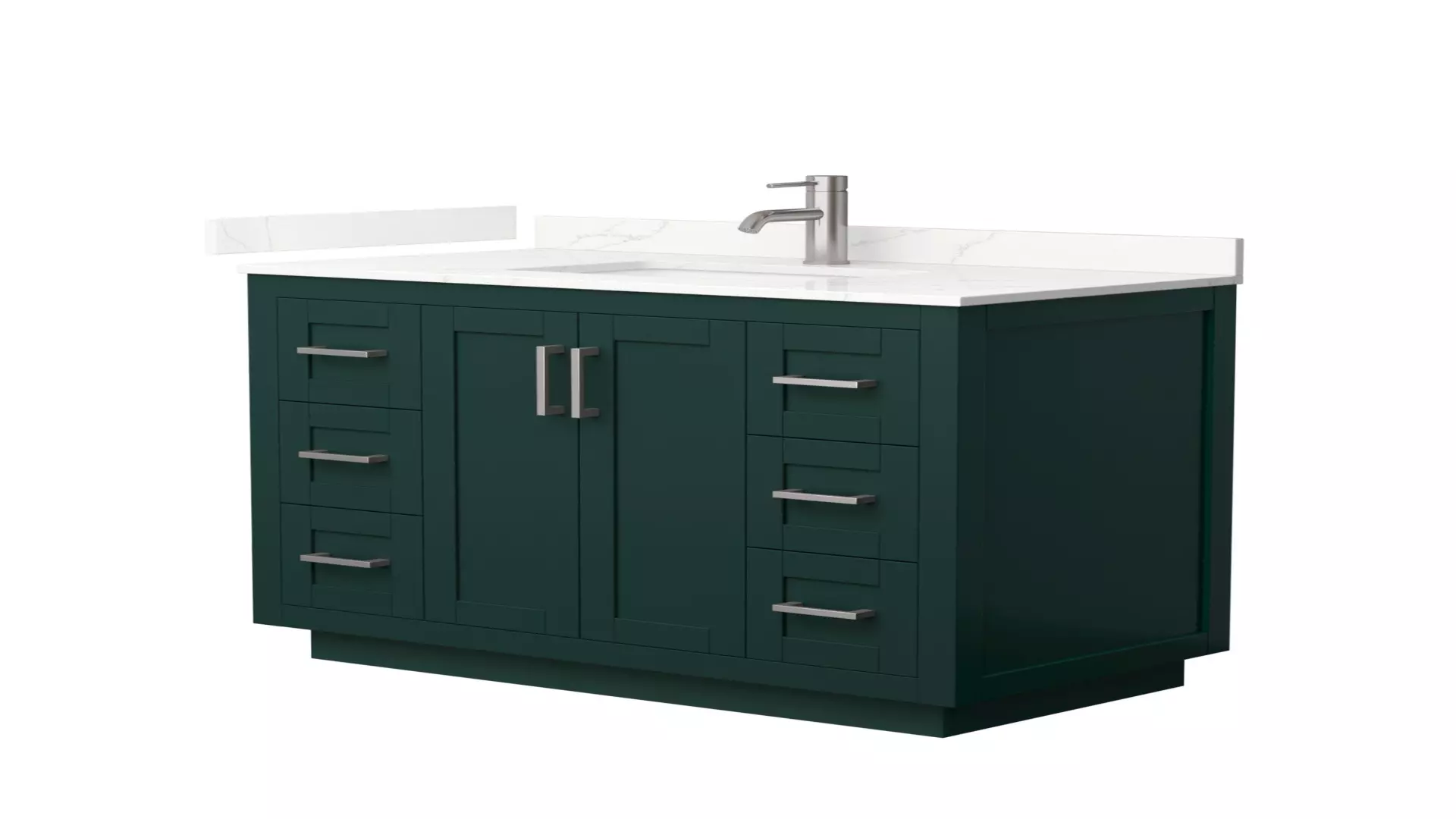 Miranda 42 Inch Single Bathroom Vanity in Green, Giotto Quartz Countertop, Undermount Square Sink (1-Hole), Brushed Nickel Trim material