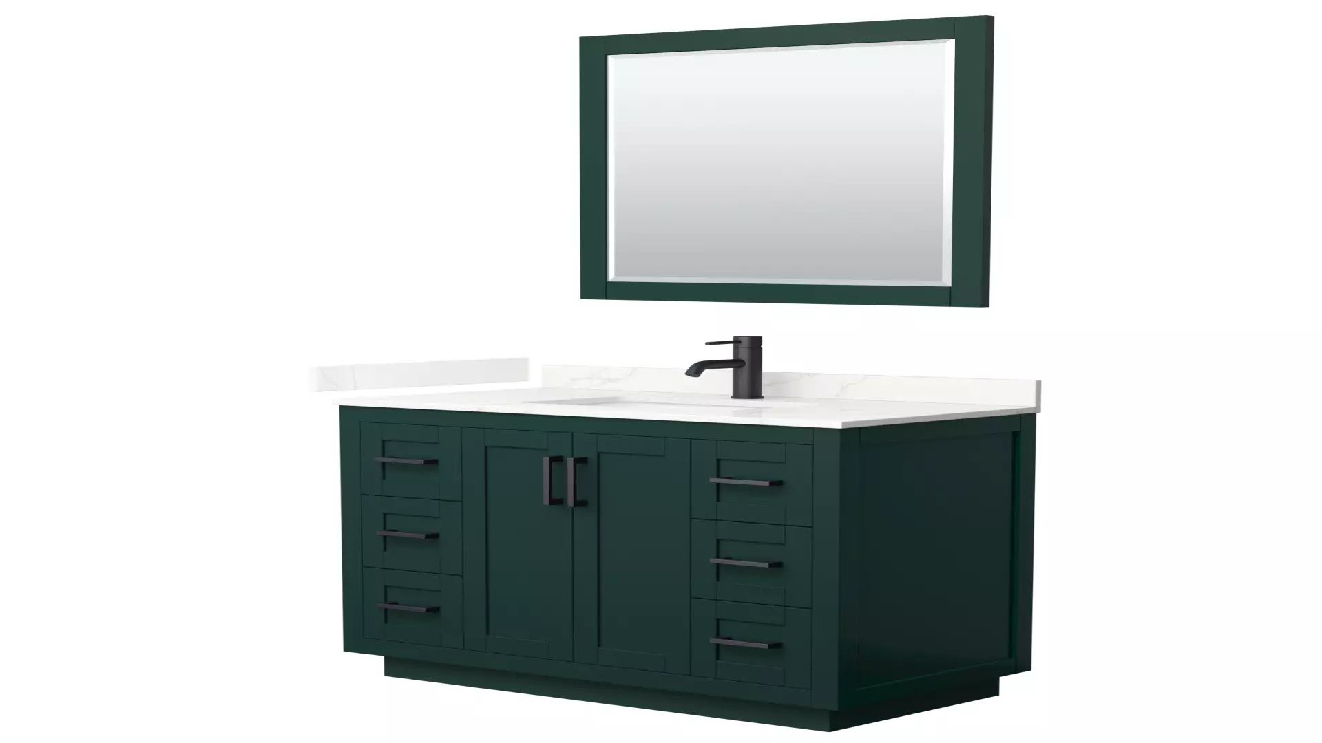 Miranda 42 Inch Single Bathroom Vanity in Green, Giotto Quartz Countertop, Undermount Square Sink (1-Hole), Matte Black Trim, 34 Inch Mirror material
