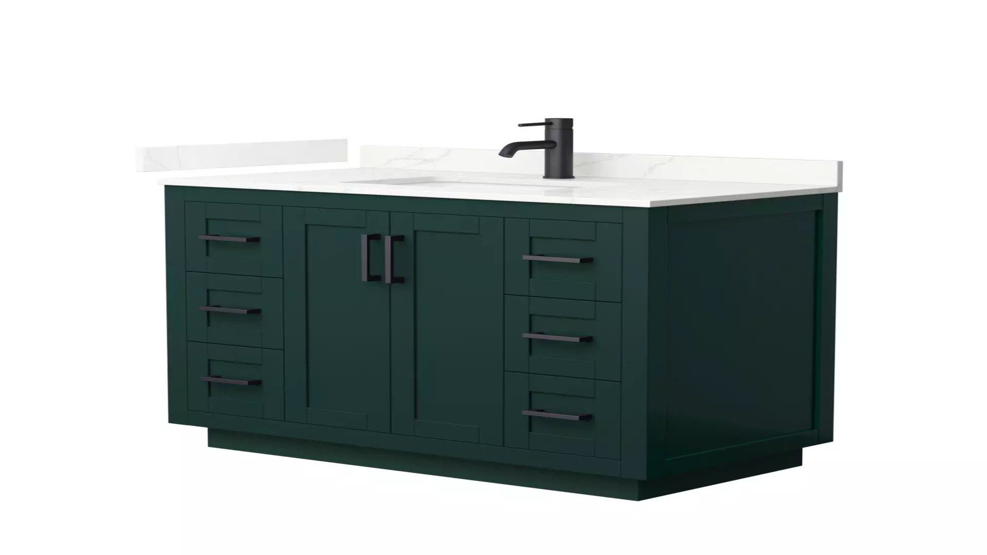Miranda 42 Inch Single Bathroom Vanity in Green, Giotto Quartz Countertop, Undermount Square Sink (1-Hole), Matte Black Trim material