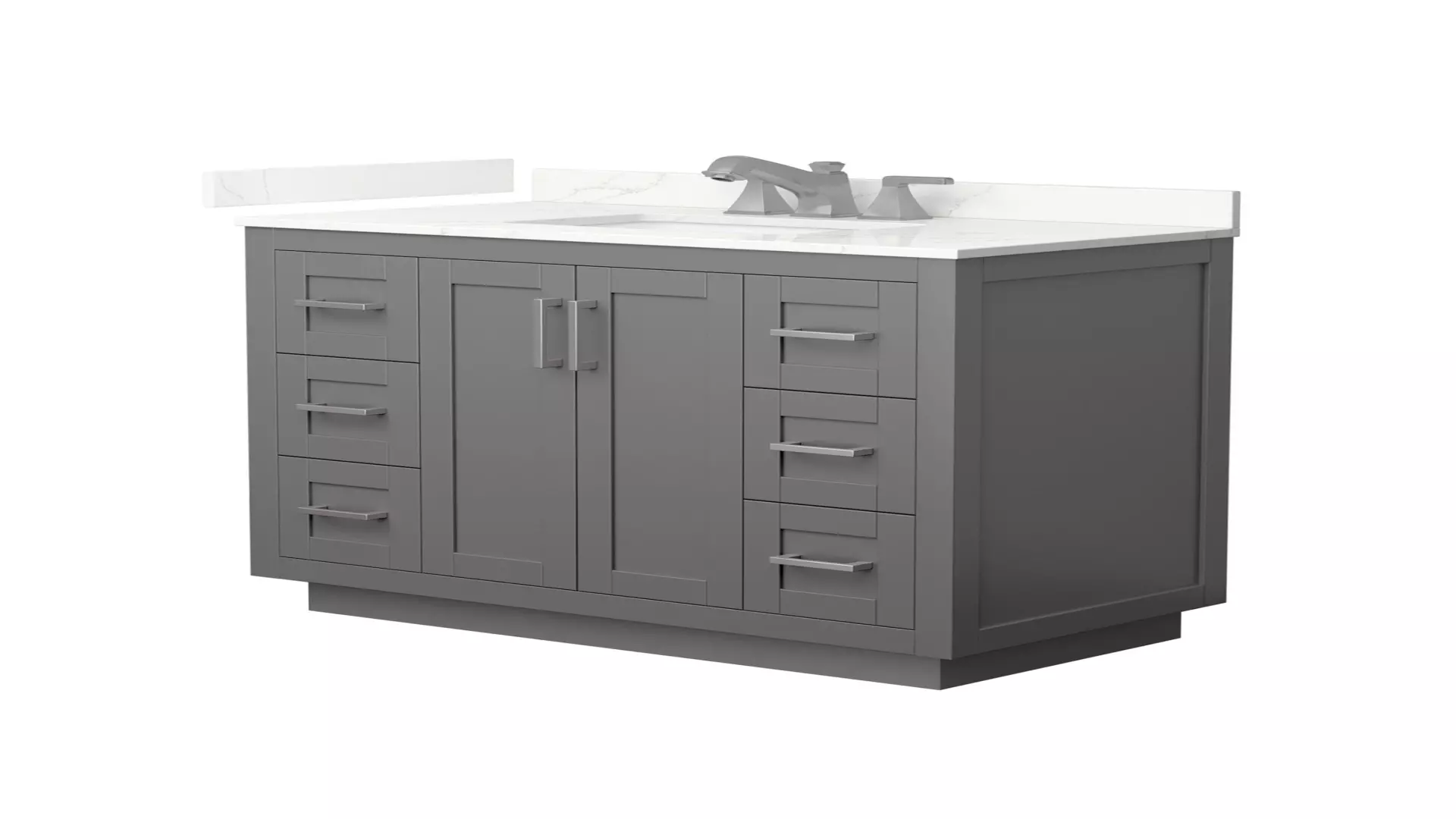 Miranda 42 Inch Single Bathroom Vanity in Dark Gray, Giotto Quartz Countertop, Undermount Square Sink (3-Hole), Brushed Nickel Trim material