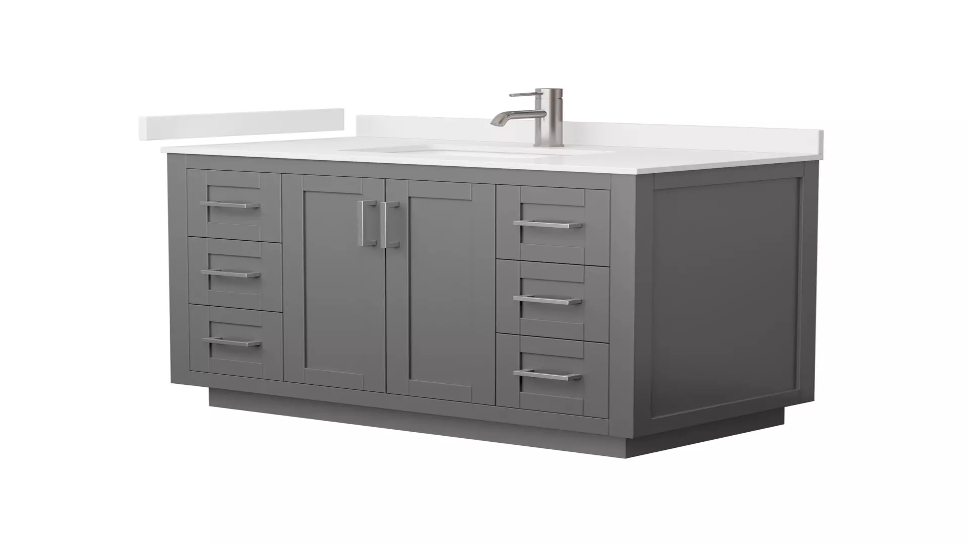 Miranda 42 Inch Single Bathroom Vanity in Dark Gray, White Quartz Countertop, Undermount Square Sink (1-Hole), Brushed Nickel Trim material