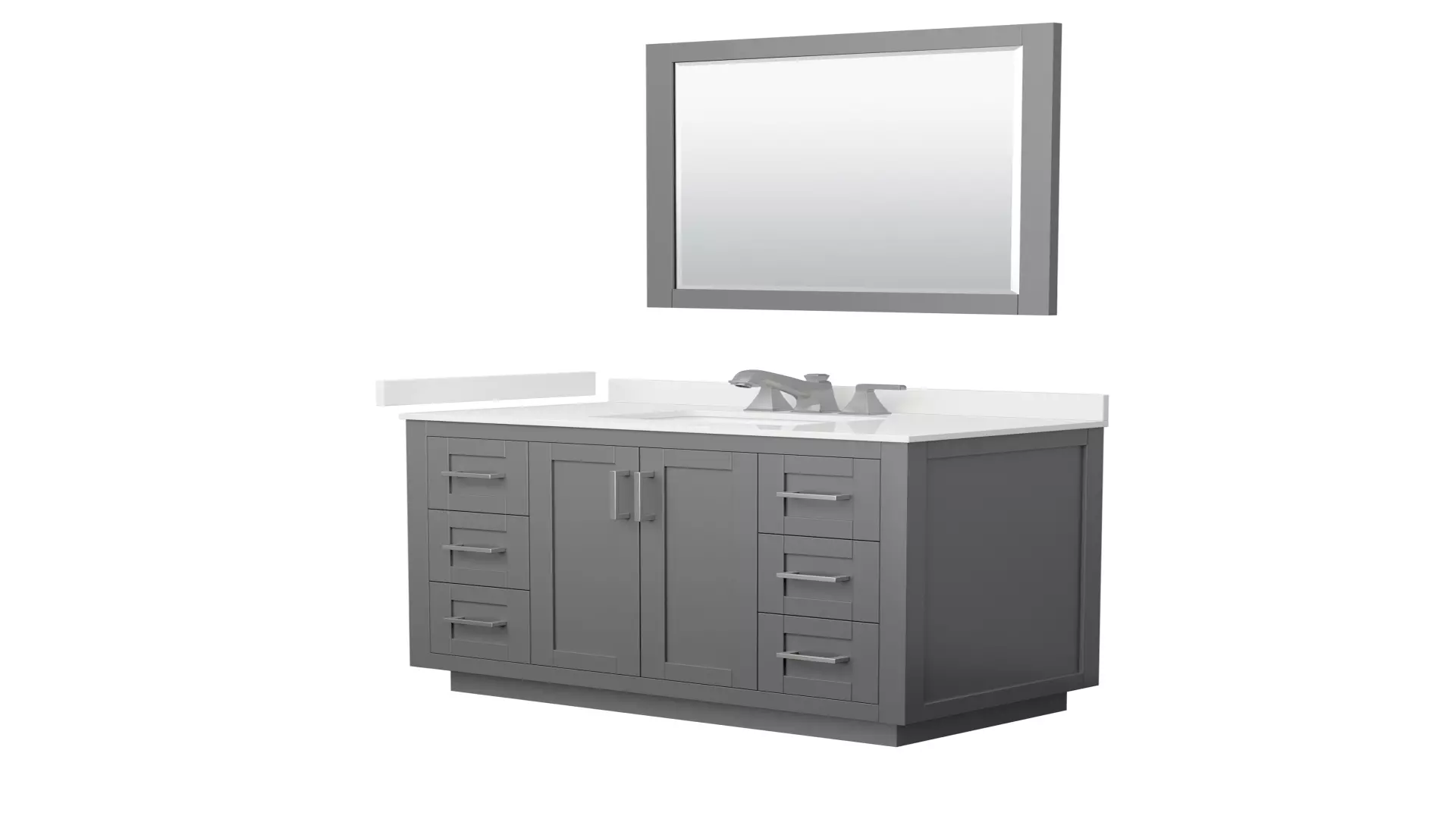 Miranda 42 Inch Single Bathroom Vanity in Dark Gray, White Quartz Countertop, Undermount Square Sink (3-Hole), Brushed Nickel Trim, 34 Inch Mirror material