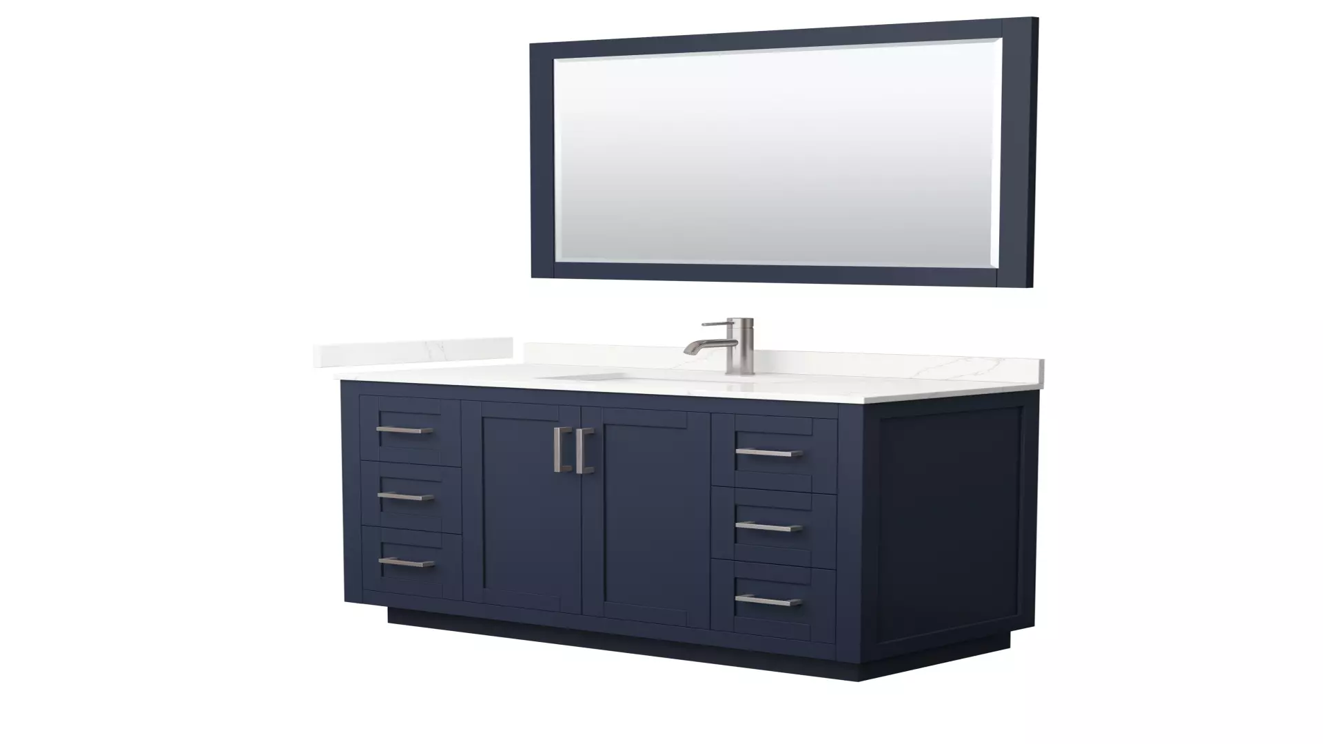 Miranda 48 Inch Single Bathroom Vanity in Dark Blue, Giotto Quartz Countertop, Undermount Square Sink (1-Hole), Brushed Nickel Trim, 46 Inch Mirror material