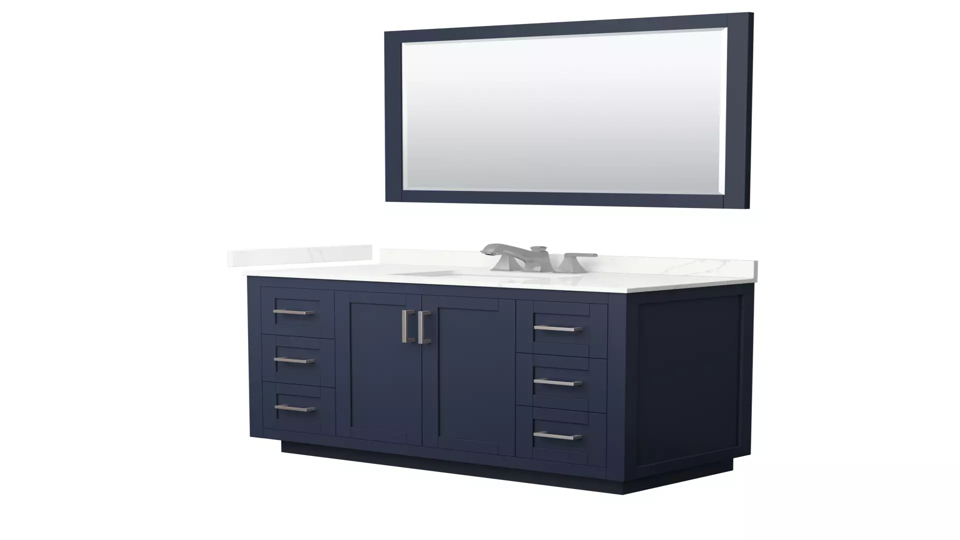 Miranda 48 Inch Single Bathroom Vanity in Dark Blue, Giotto Quartz Countertop, Undermount Square Sink (3-Hole), Brushed Nickel Trim, 46 Inch Mirror material