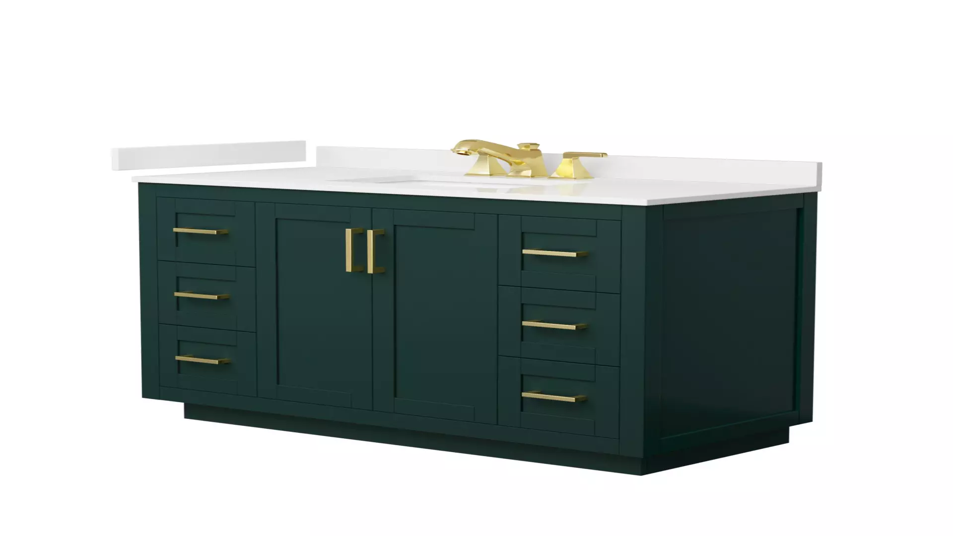 Miranda 48 Inch Single Bathroom Vanity in Green, White Quartz Countertop, Undermount Square Sink (3-Hole), Brushed Gold Trim material