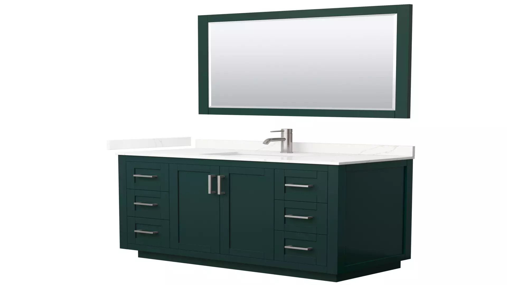 Miranda 48 Inch Single Bathroom Vanity in Green, Giotto Quartz Countertop, Undermount Square Sink (1-Hole), Brushed Nickel Trim, 46 Inch Mirror material
