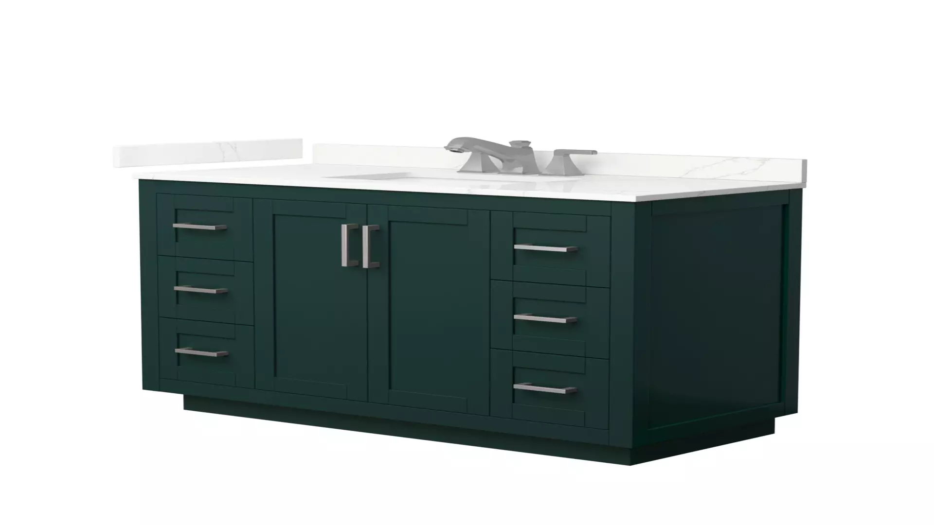 Miranda 48 Inch Single Bathroom Vanity in Green, Giotto Quartz Countertop, Undermount Square Sink (3-Hole), Brushed Nickel Trim material