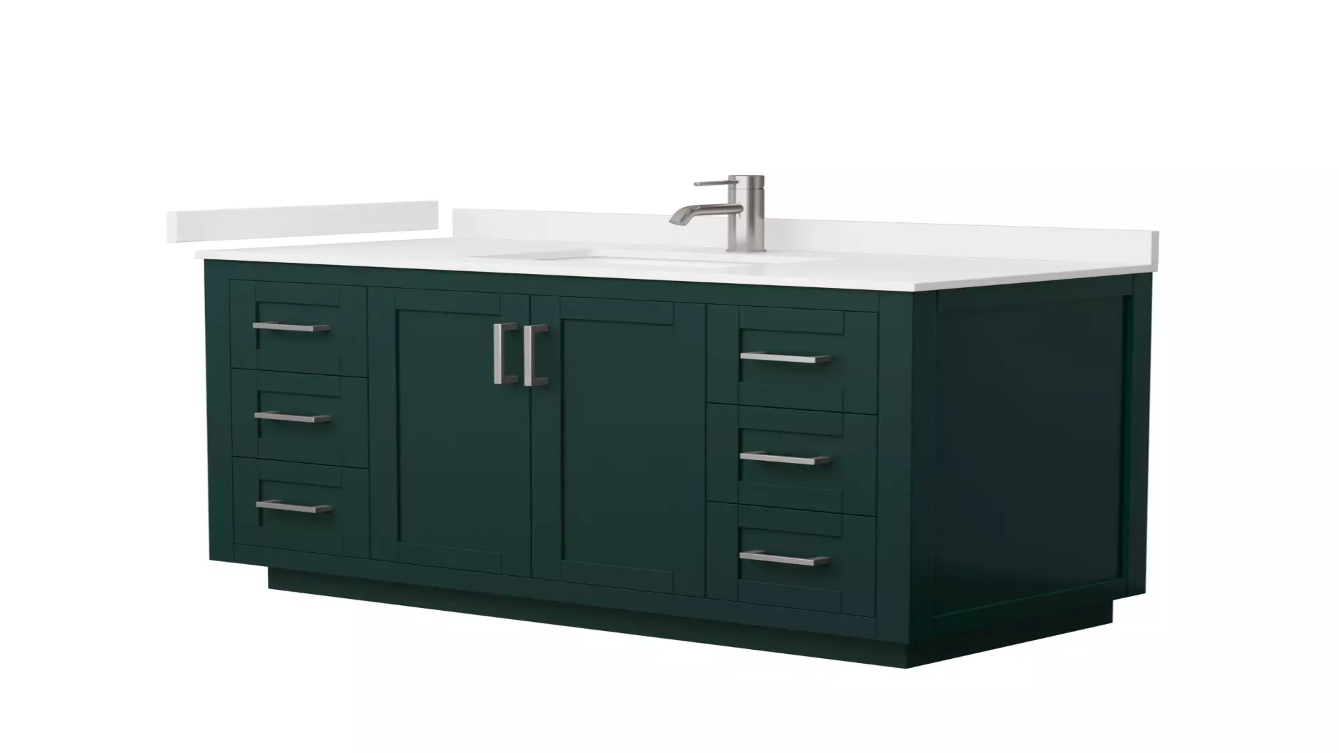 Miranda 48 Inch Single Bathroom Vanity in Green, White Quartz Countertop, Undermount Square Sink (1-Hole), Brushed Nickel Trim material