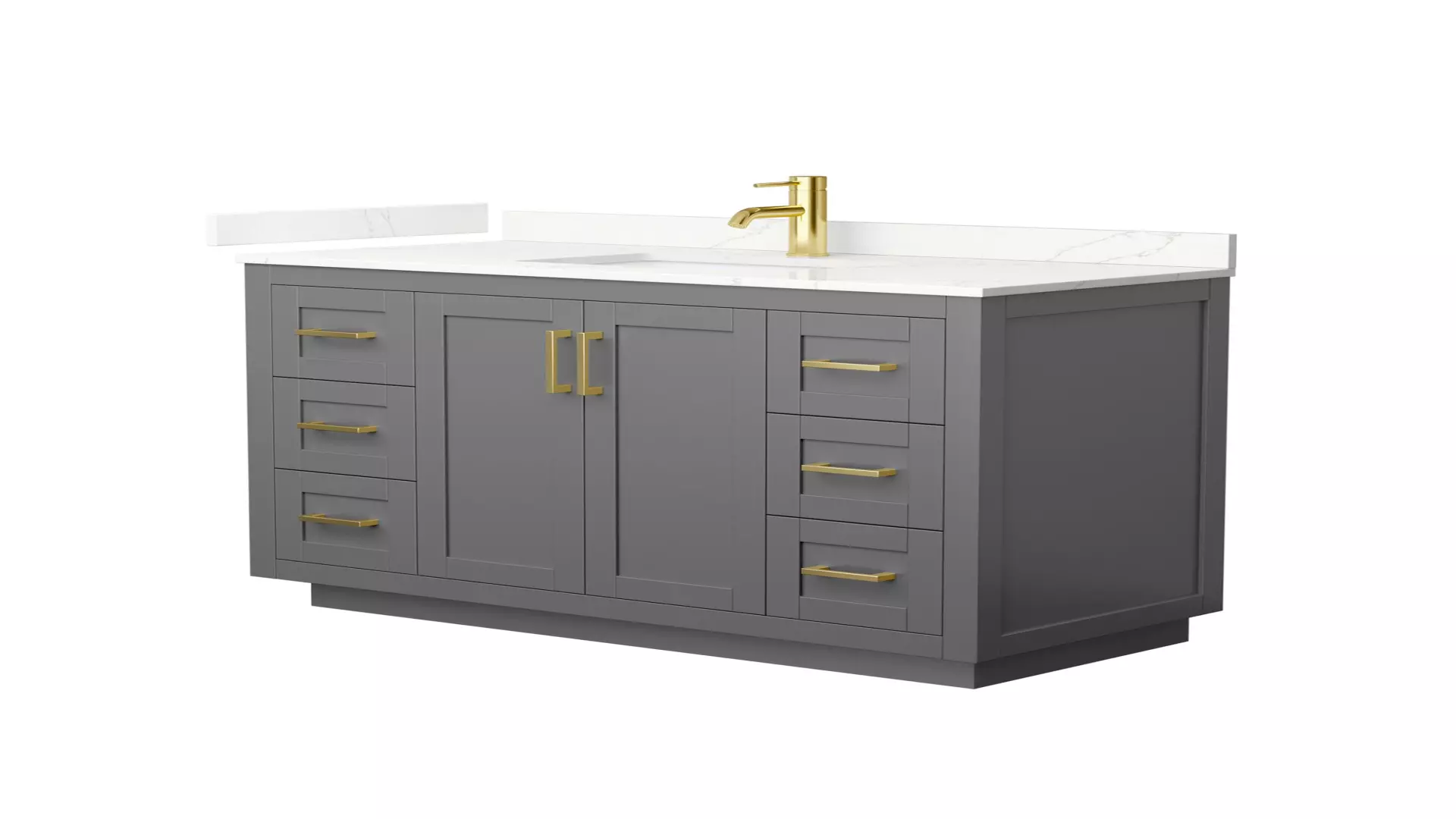 Miranda 48 Inch Single Bathroom Vanity in Dark Gray, Giotto Quartz Countertop, Undermount Square Sink (1-Hole), Brushed Gold Trim material