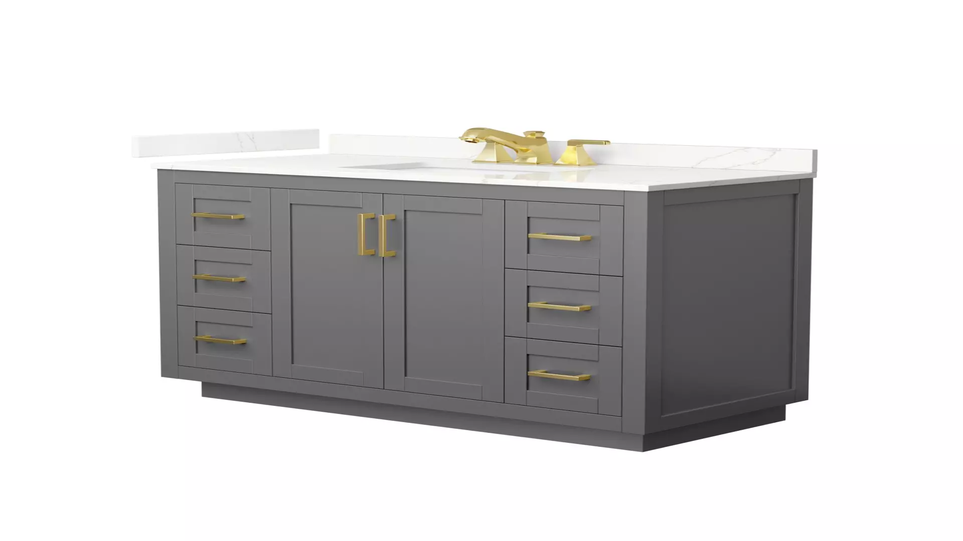 Miranda 48 Inch Single Bathroom Vanity in Dark Gray, Giotto Quartz Countertop, Undermount Square Sink (3-Hole), Brushed Gold Trim material