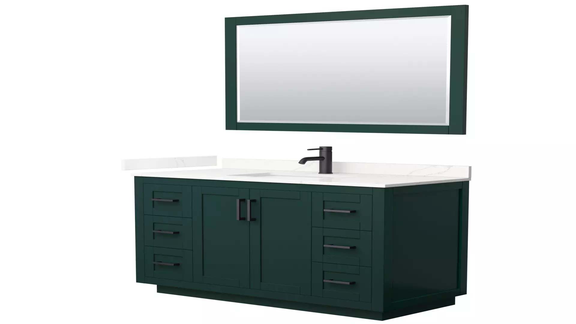 Miranda 48 Inch Single Bathroom Vanity in Green, Giotto Quartz Countertop, Undermount Square Sink (1-Hole), Matte Black Trim, 46 Inch Mirror material