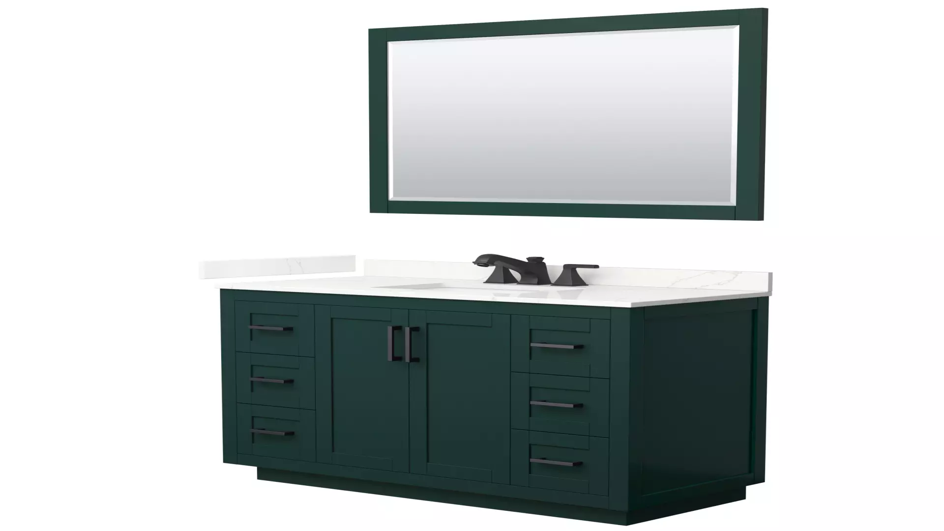 Miranda 48 Inch Single Bathroom Vanity in Green, Giotto Quartz Countertop, Undermount Square Sink (3-Hole), Matte Black Trim, 46 Inch Mirror material