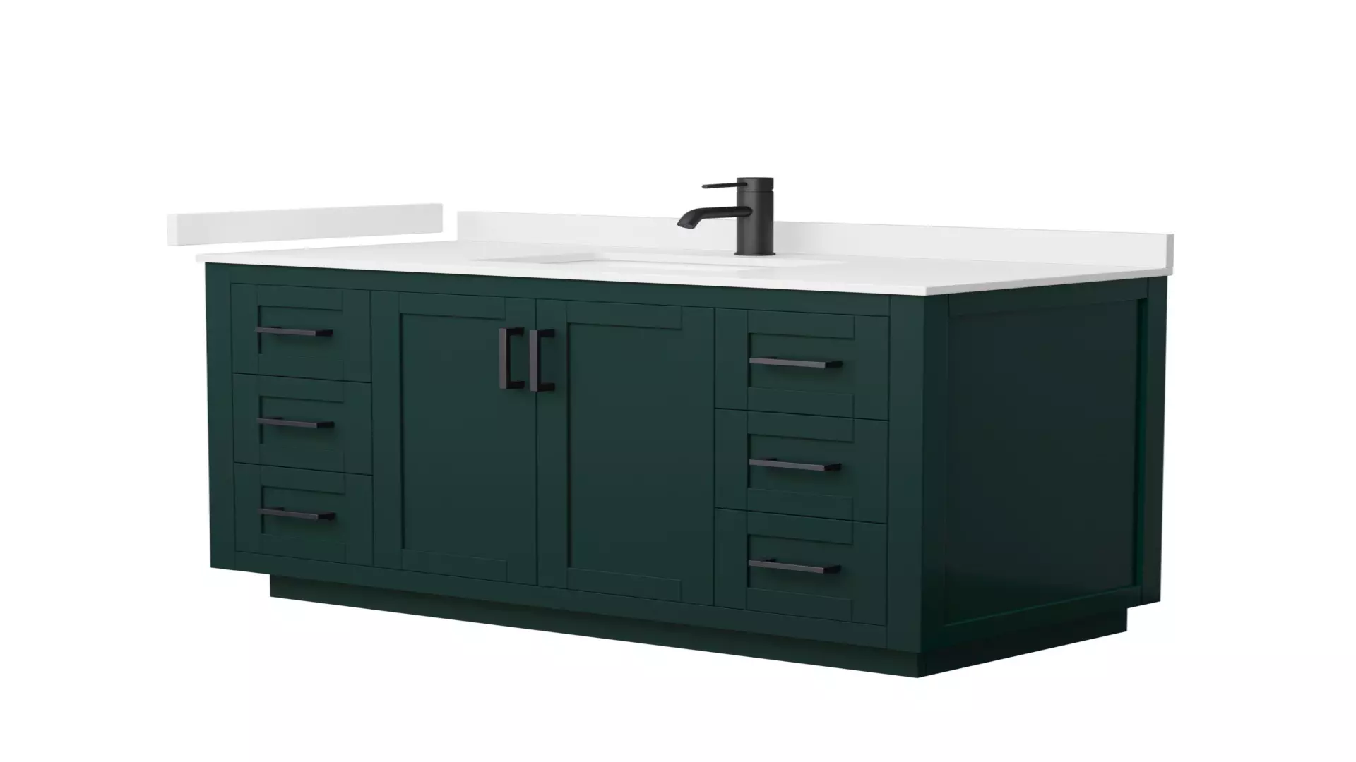 Miranda 48 Inch Single Bathroom Vanity in Green, White Quartz Countertop, Undermount Square Sink (1-Hole), Matte Black Trim material