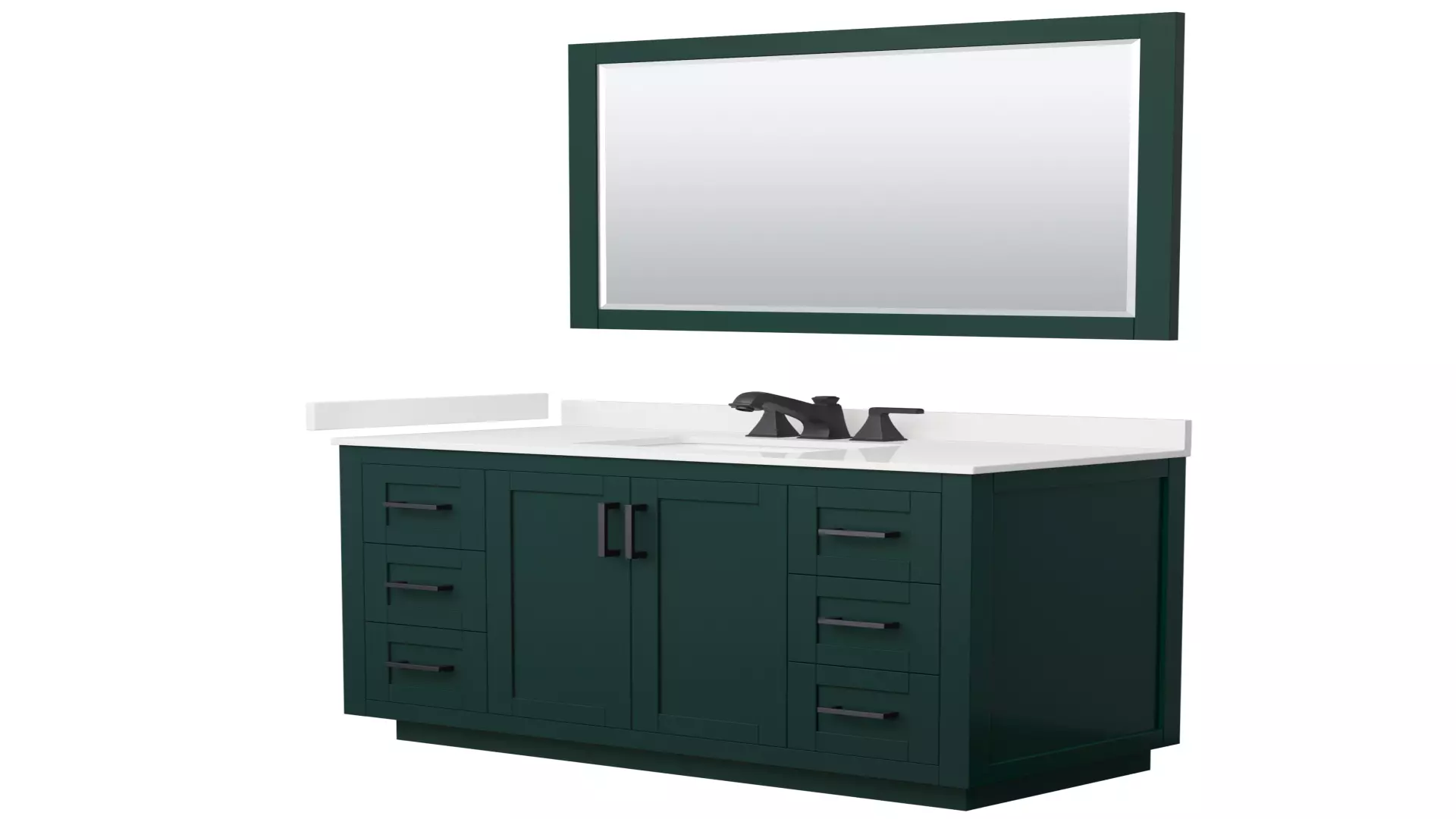 Miranda 48 Inch Single Bathroom Vanity in Green, White Quartz Countertop, Undermount Square Sink (3-Hole), Matte Black Trim, 46 Inch Mirror material