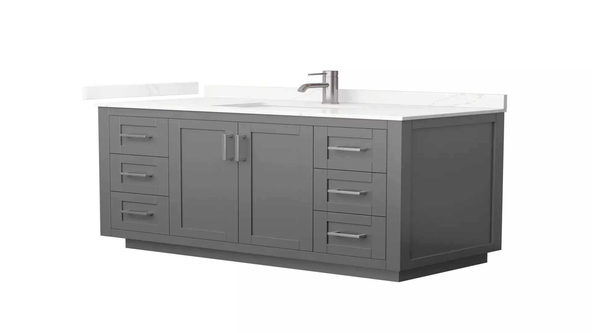Miranda 48 Inch Single Bathroom Vanity in Dark Gray, Giotto Quartz Countertop, Undermount Square Sink (1-Hole), Brushed Nickel Trim material