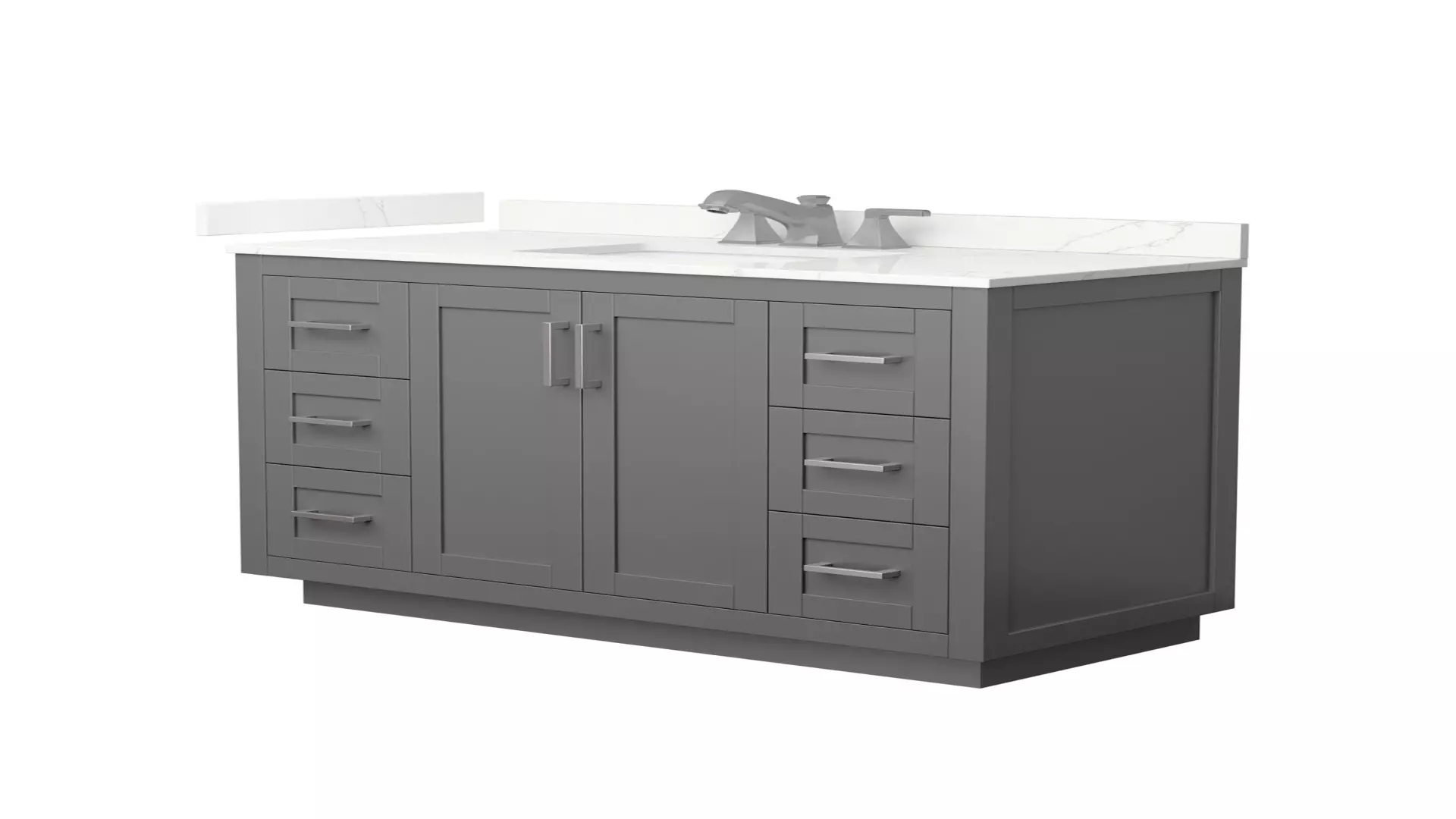 Miranda 48 Inch Single Bathroom Vanity in Dark Gray, Giotto Quartz Countertop, Undermount Square Sink (3-Hole), Brushed Nickel Trim material