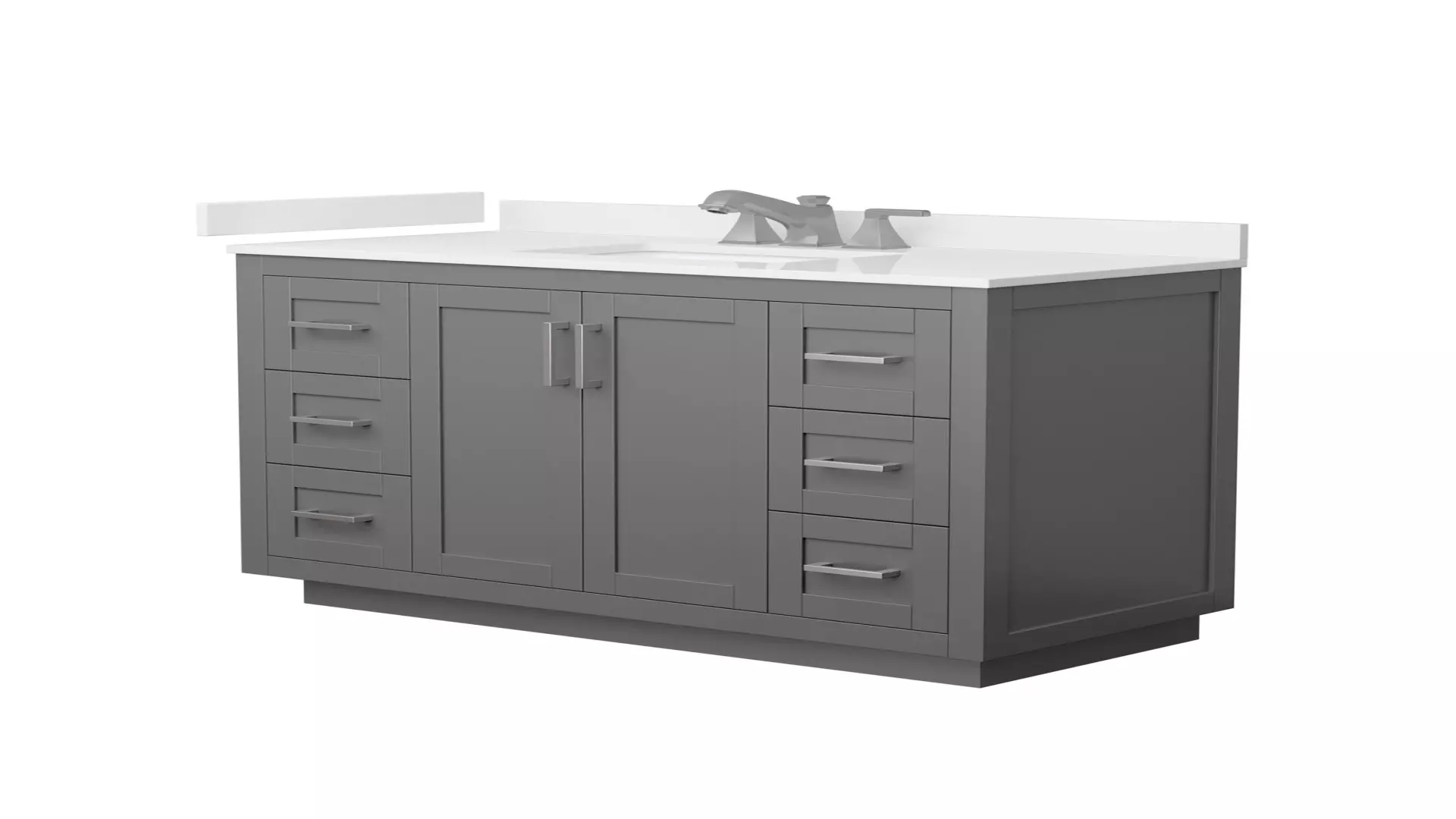 Miranda 48 Inch Single Bathroom Vanity in Dark Gray, White Quartz Countertop, Undermount Square Sink (3-Hole), Brushed Nickel Trim material