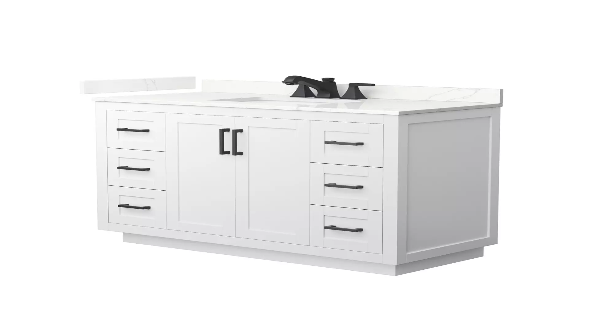 Miranda 48 Inch Single Bathroom Vanity in White, Giotto Quartz Countertop, Undermount Square Sink (3-Hole), Matte Black Trim material