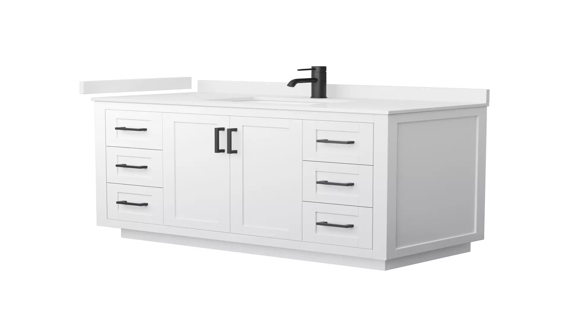 Miranda 48 Inch Single Bathroom Vanity in White, White Quartz Countertop, Undermount Square Sink (1-Hole), Matte Black Trim material