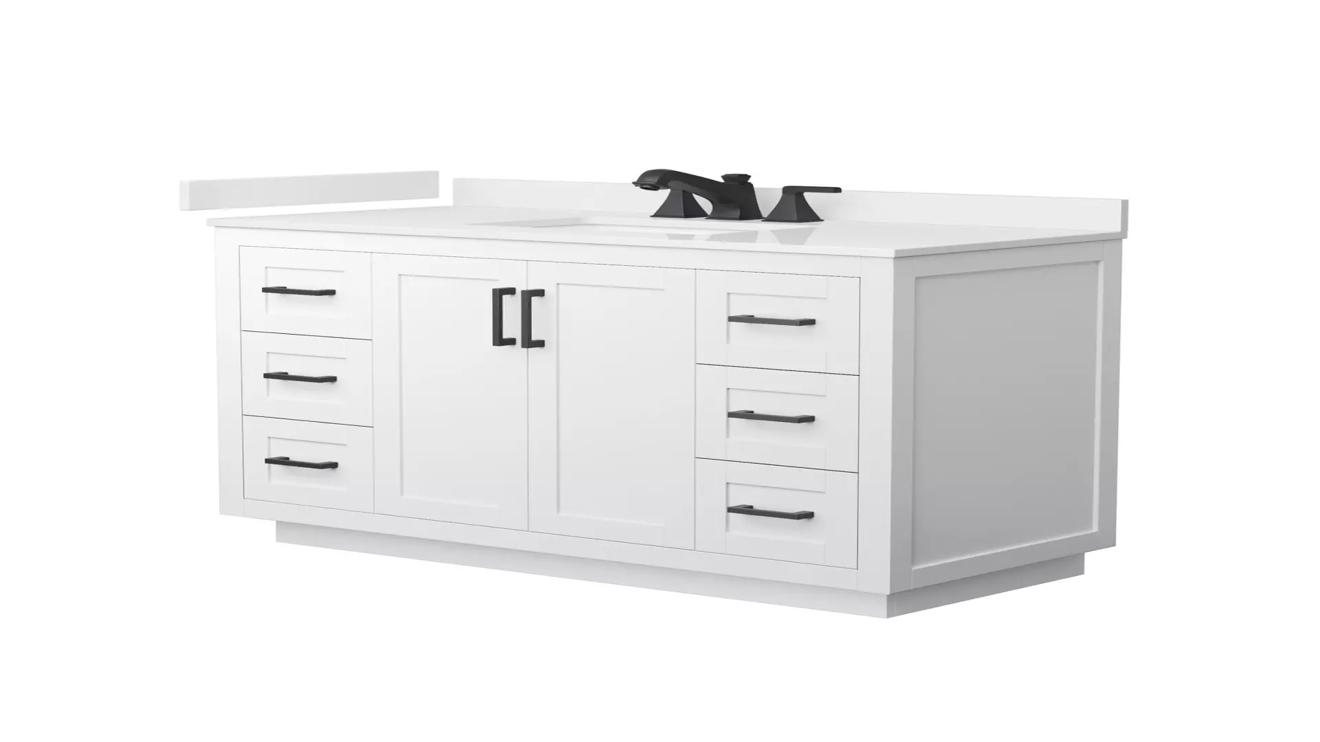 Miranda 48 Inch Single Bathroom Vanity in White, White Quartz Countertop, Undermount Square Sink (3-Hole), Matte Black Trim material