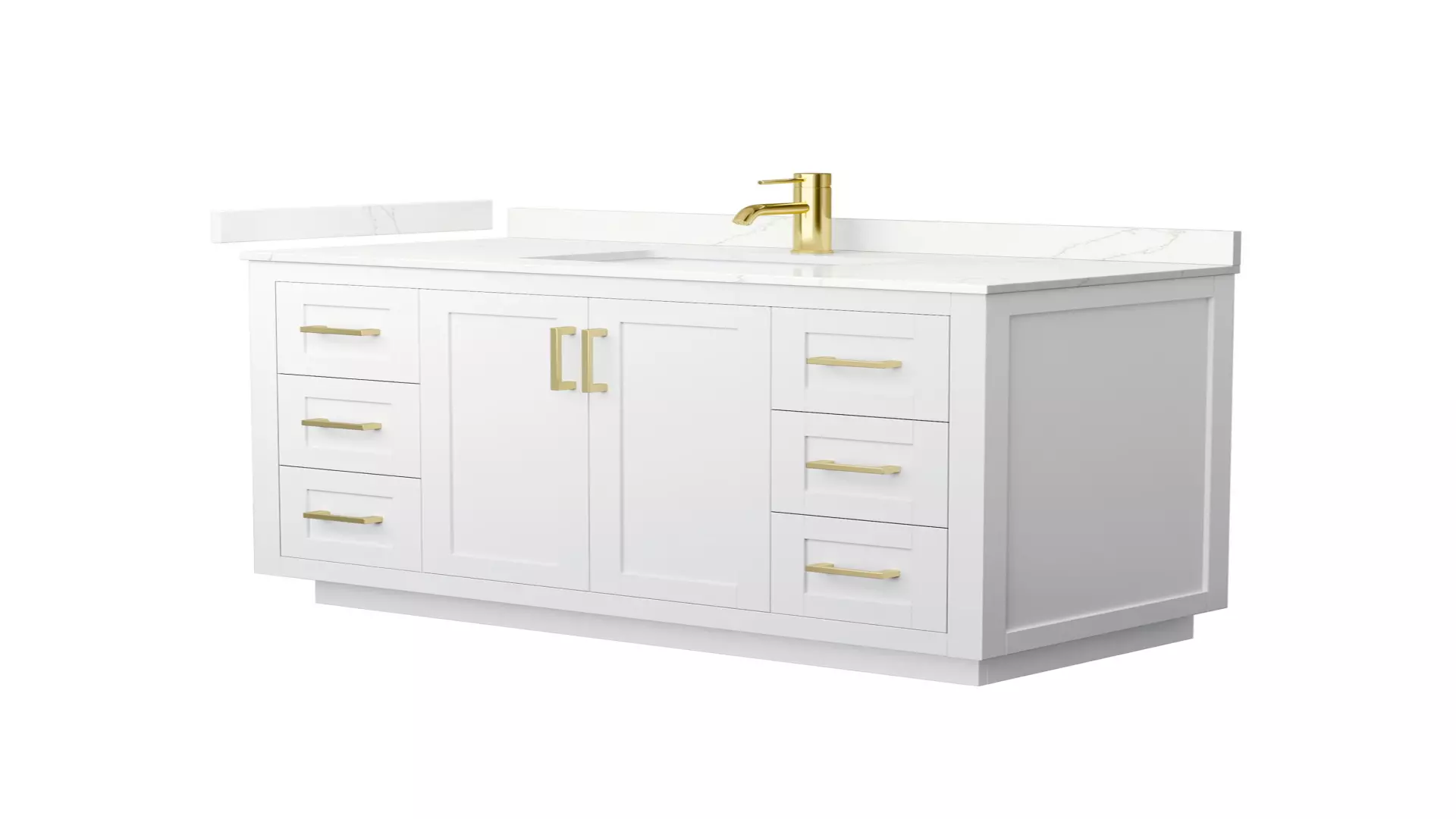 Miranda 48 Inch Single Bathroom Vanity in White, Giotto Quartz Countertop, Undermount Square Sink (1-Hole), Brushed Gold Trim material