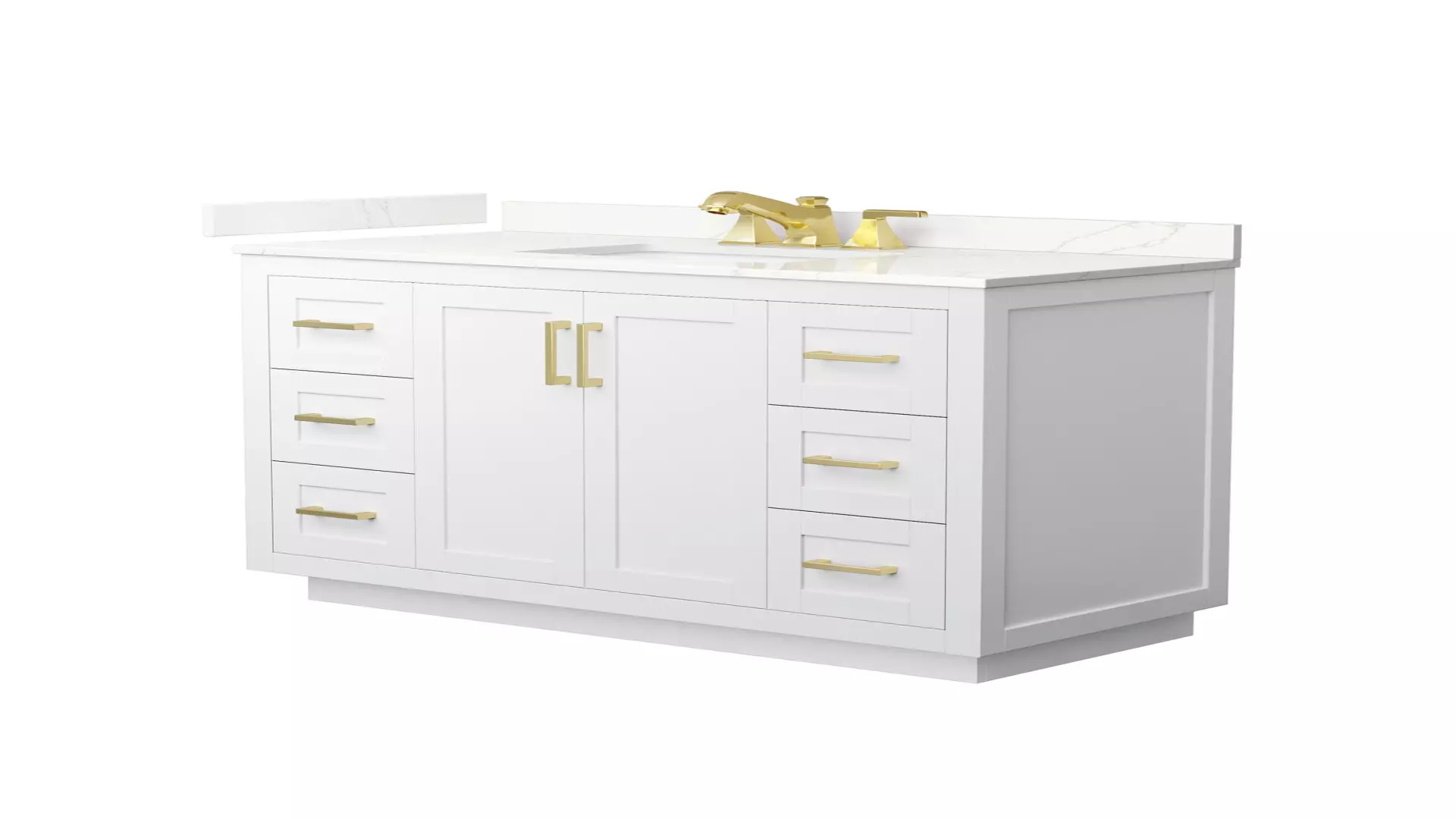 Miranda 48 Inch Single Bathroom Vanity in White, Giotto Quartz Countertop, Undermount Square Sink (3-Hole), Brushed Gold Trim material