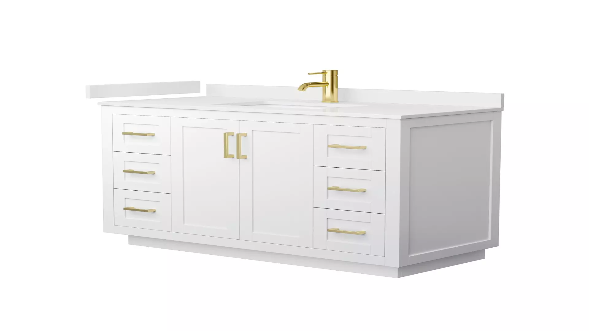 Miranda 48 Inch Single Bathroom Vanity in White, White Quartz Countertop, Undermount Square Sink (1-Hole), Brushed Gold Trim material