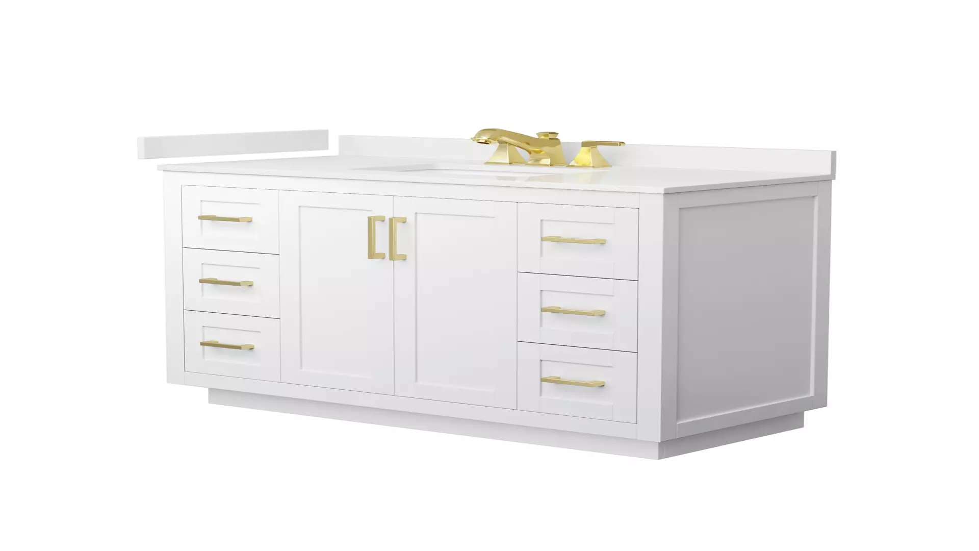 Miranda 48 Inch Single Bathroom Vanity in White, White Quartz Countertop, Undermount Square Sink (3-Hole), Brushed Gold Trim material