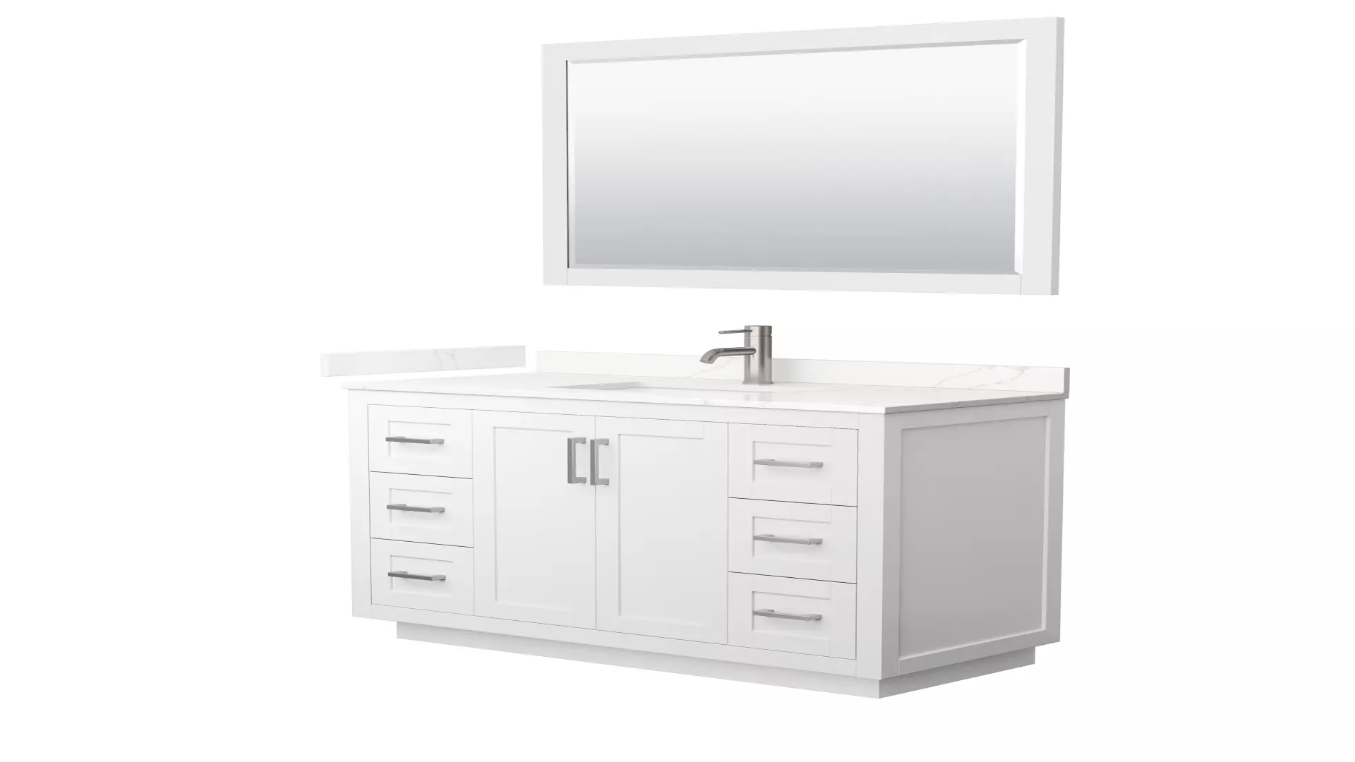 Miranda 48 Inch Single Bathroom Vanity in White, Giotto Quartz Countertop, Undermount Square Sink (1-Hole), Brushed Nickel Trim, 46 Inch Mirror material