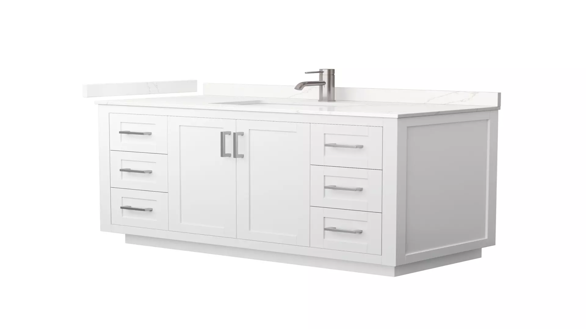 Miranda 48 Inch Single Bathroom Vanity in White, Giotto Quartz Countertop, Undermount Square Sink (1-Hole), Brushed Nickel Trim material
