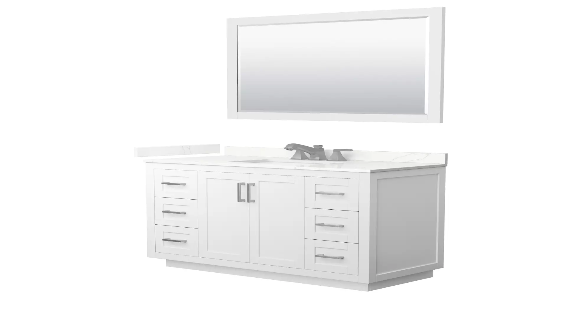 Miranda 48 Inch Single Bathroom Vanity in White, Giotto Quartz Countertop, Undermount Square Sink (3-Hole), Brushed Nickel Trim, 46 Inch Mirror material