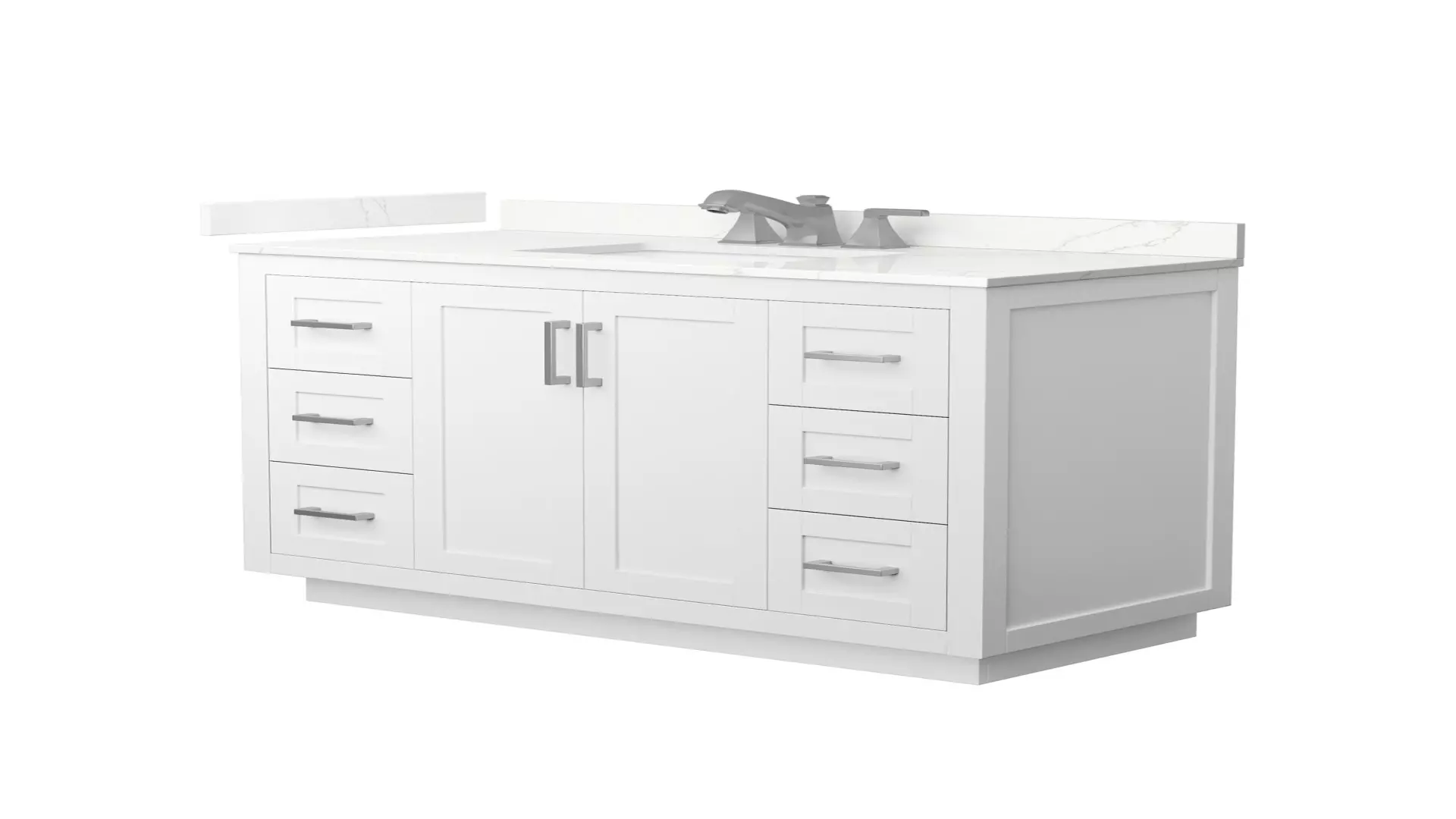 Miranda 48 Inch Single Bathroom Vanity in White, Giotto Quartz Countertop, Undermount Square Sink (3-Hole), Brushed Nickel Trim material