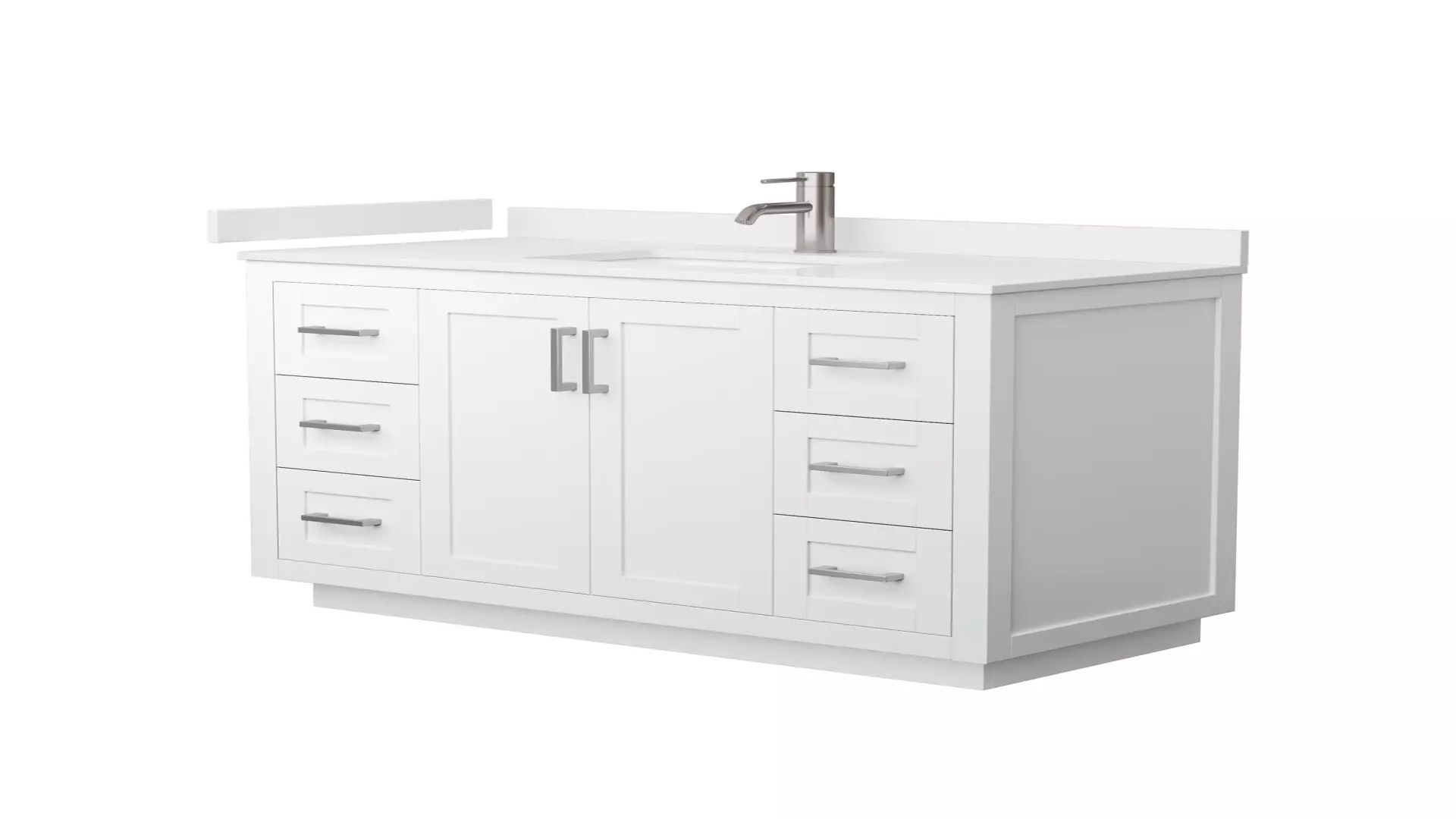 Miranda 48 Inch Single Bathroom Vanity in White, White Quartz Countertop, Undermount Square Sink (1-Hole), Brushed Nickel Trim material