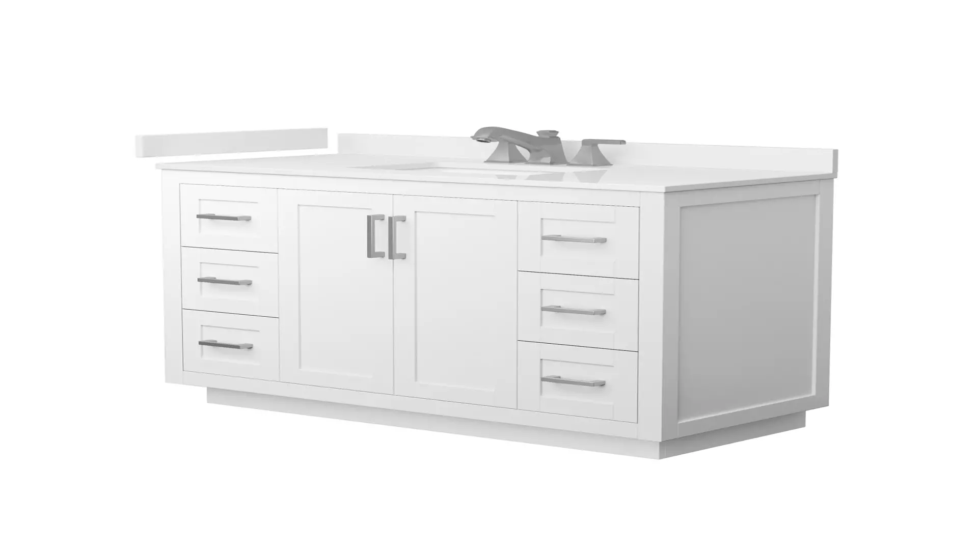 Miranda 48 Inch Single Bathroom Vanity in White, White Quartz Countertop, Undermount Square Sink (3-Hole), Brushed Nickel Trim material