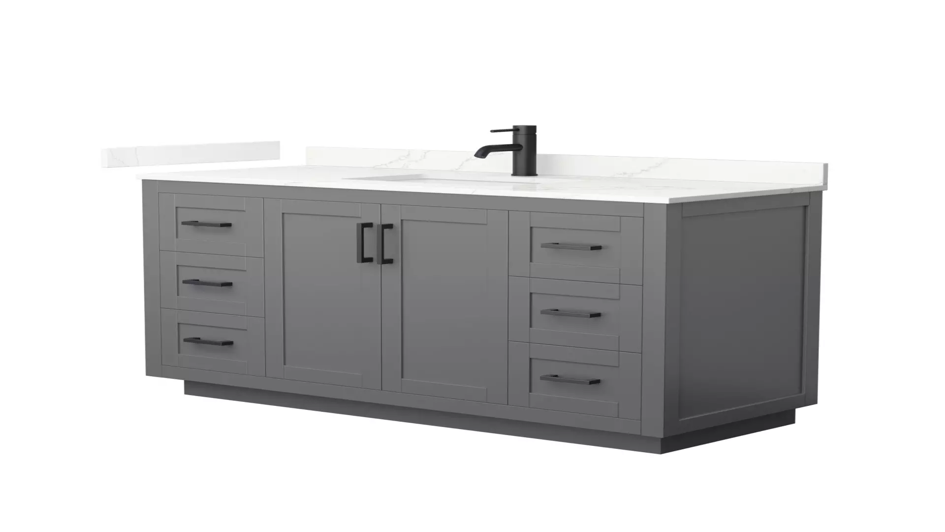 Miranda 54 Inch Single Bathroom Vanity in Dark Gray, Giotto Quartz Countertop, Undermount Square Sink (1-Hole), Matte Black Trim material