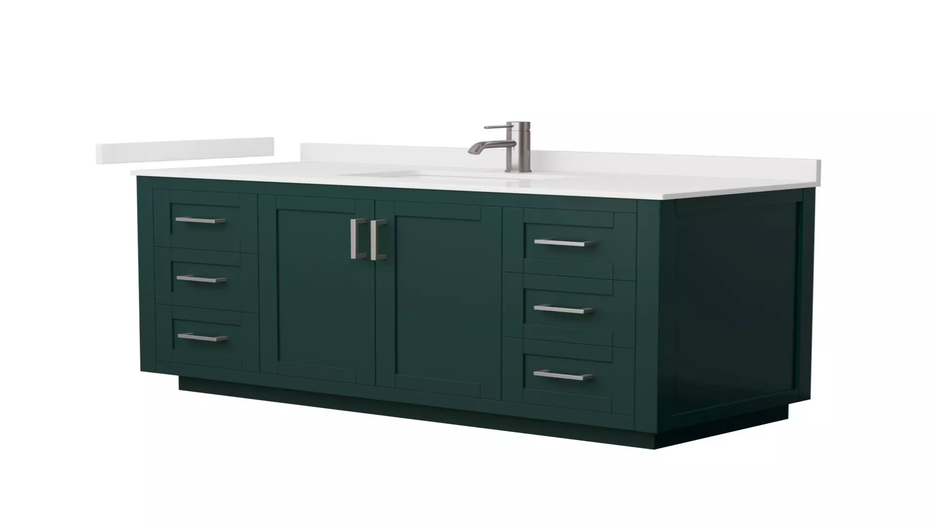 Miranda 54 Inch Single Bathroom Vanity in Green, White Quartz Countertop, Undermount Square Sink (1-Hole), Brushed Nickel Trim material