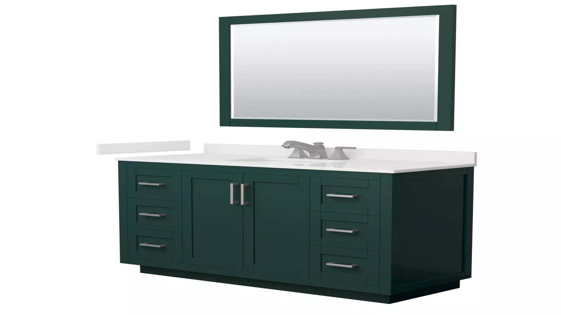 Miranda 54 Inch Single Bathroom Vanity in Green, White Quartz Countertop, Undermount Square Sink (3-Hole), Brushed Nickel Trim, 46 Inch Mirror material