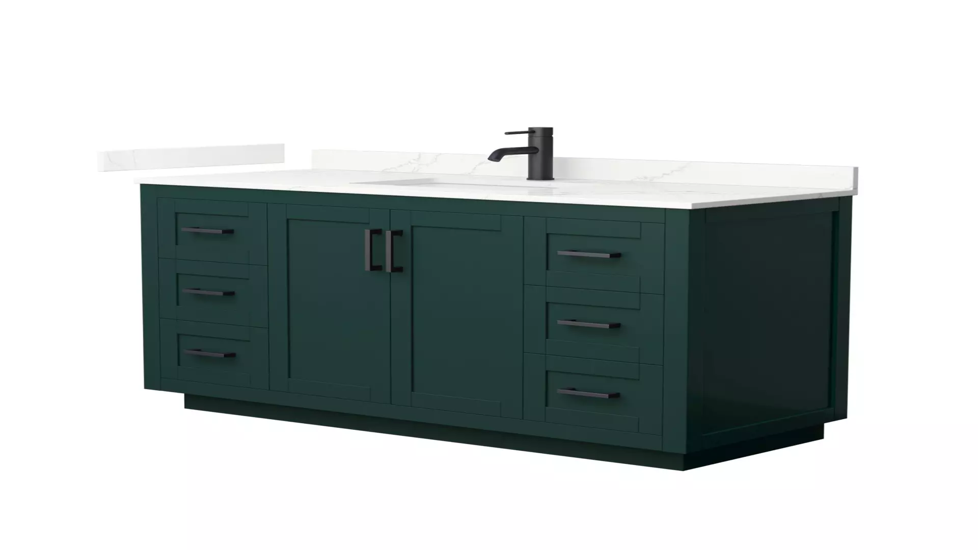 Miranda 54 Inch Single Bathroom Vanity in Green, Giotto Quartz Countertop, Undermount Square Sink (1-Hole), Matte Black Trim material