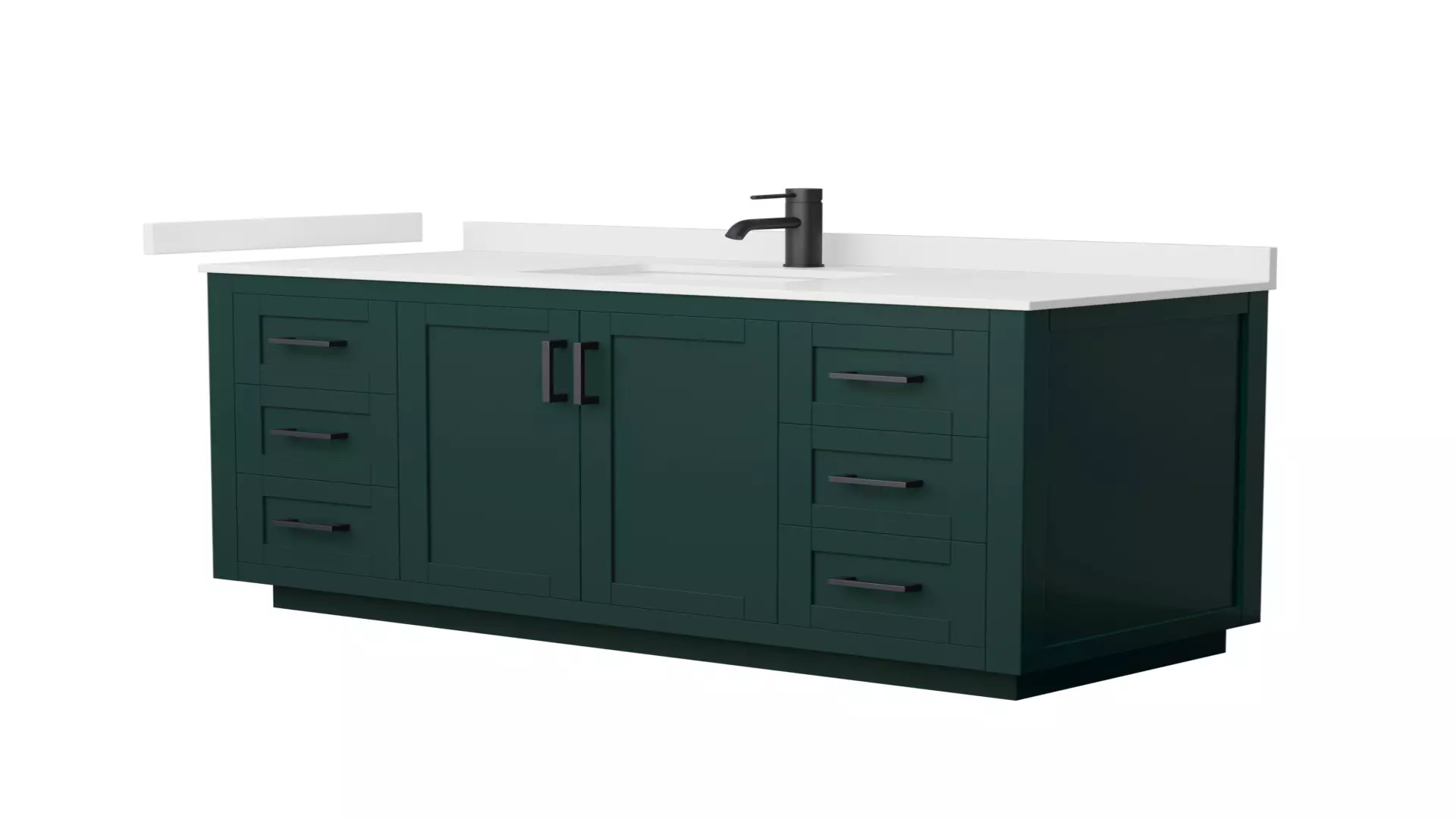 Miranda 54 Inch Single Bathroom Vanity in Green, White Quartz Countertop, Undermount Square Sink (1-Hole), Matte Black Trim material