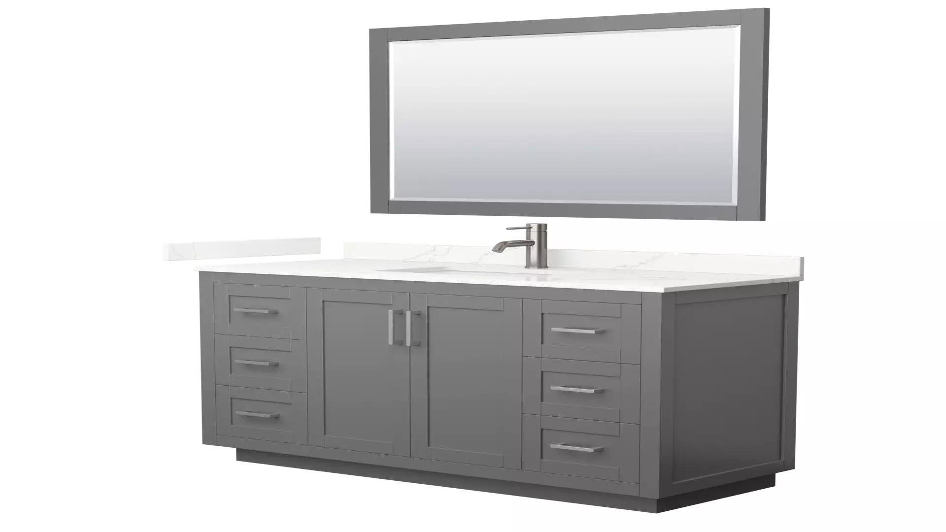 Miranda 54 Inch Single Bathroom Vanity in Dark Gray, Giotto Quartz Countertop, Undermount Square Sink (1-Hole), Brushed Nickel Trim, 46 Inch Mirror material