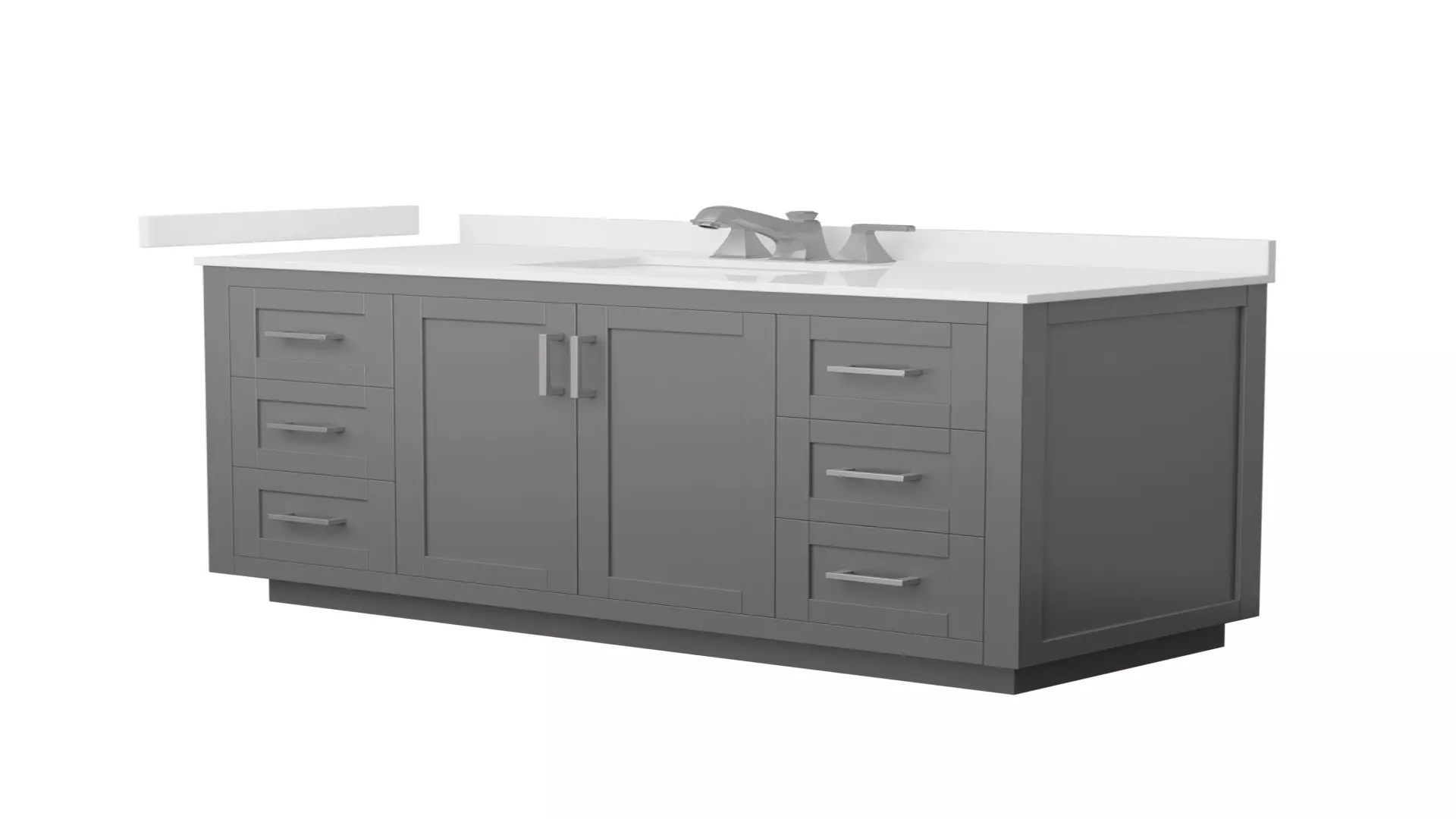 Miranda 54 Inch Single Bathroom Vanity in Dark Gray, White Quartz Countertop, Undermount Square Sink (3-Hole), Brushed Nickel Trim material