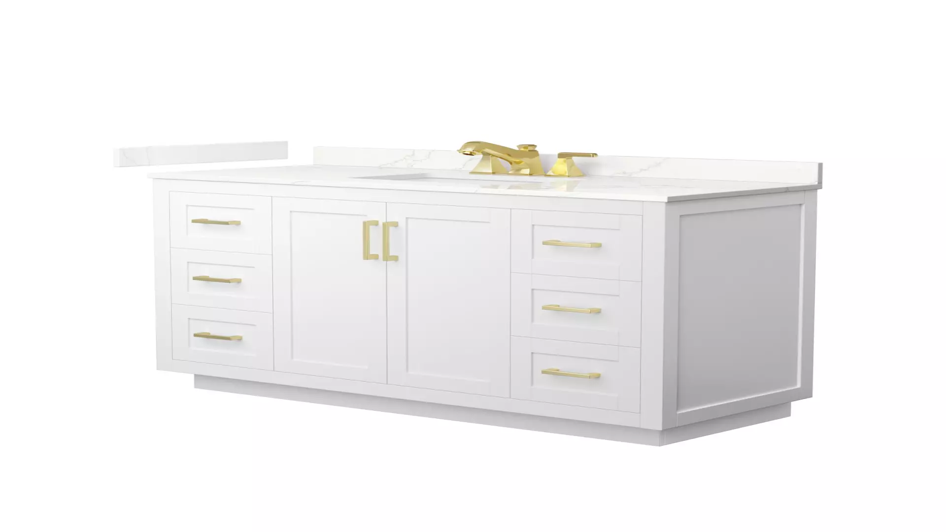Miranda 54 Inch Single Bathroom Vanity in White, Giotto Quartz Countertop, Undermount Square Sink (3-Hole), Brushed Gold Trim material