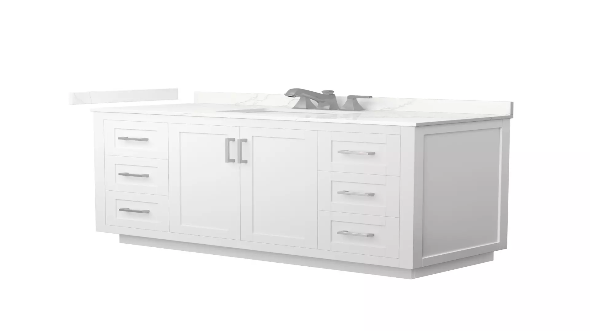 Miranda 54 Inch Single Bathroom Vanity in White, Giotto Quartz Countertop, Undermount Square Sink (3-Hole), Brushed Nickel Trim material