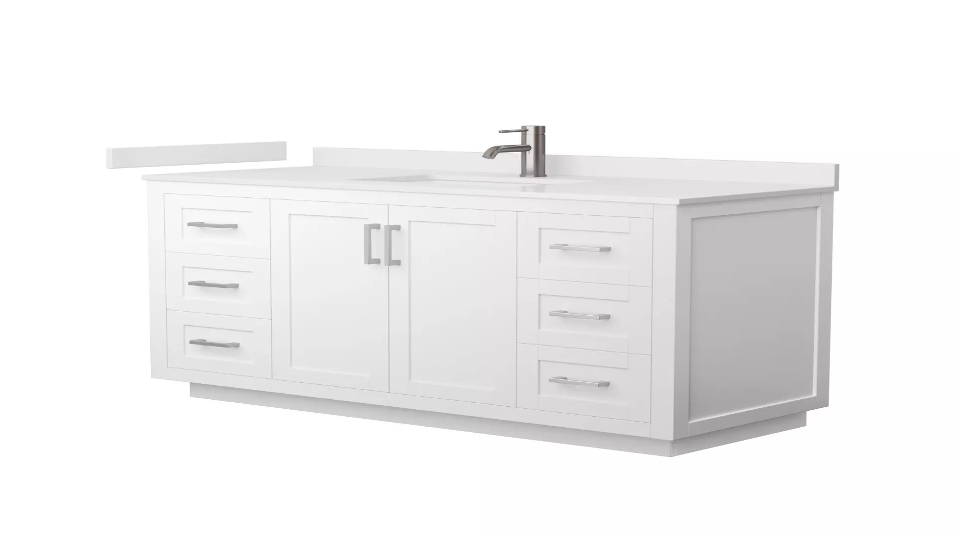 Miranda 54 Inch Single Bathroom Vanity in White, White Quartz Countertop, Undermount Square Sink (1-Hole), Brushed Nickel Trim material